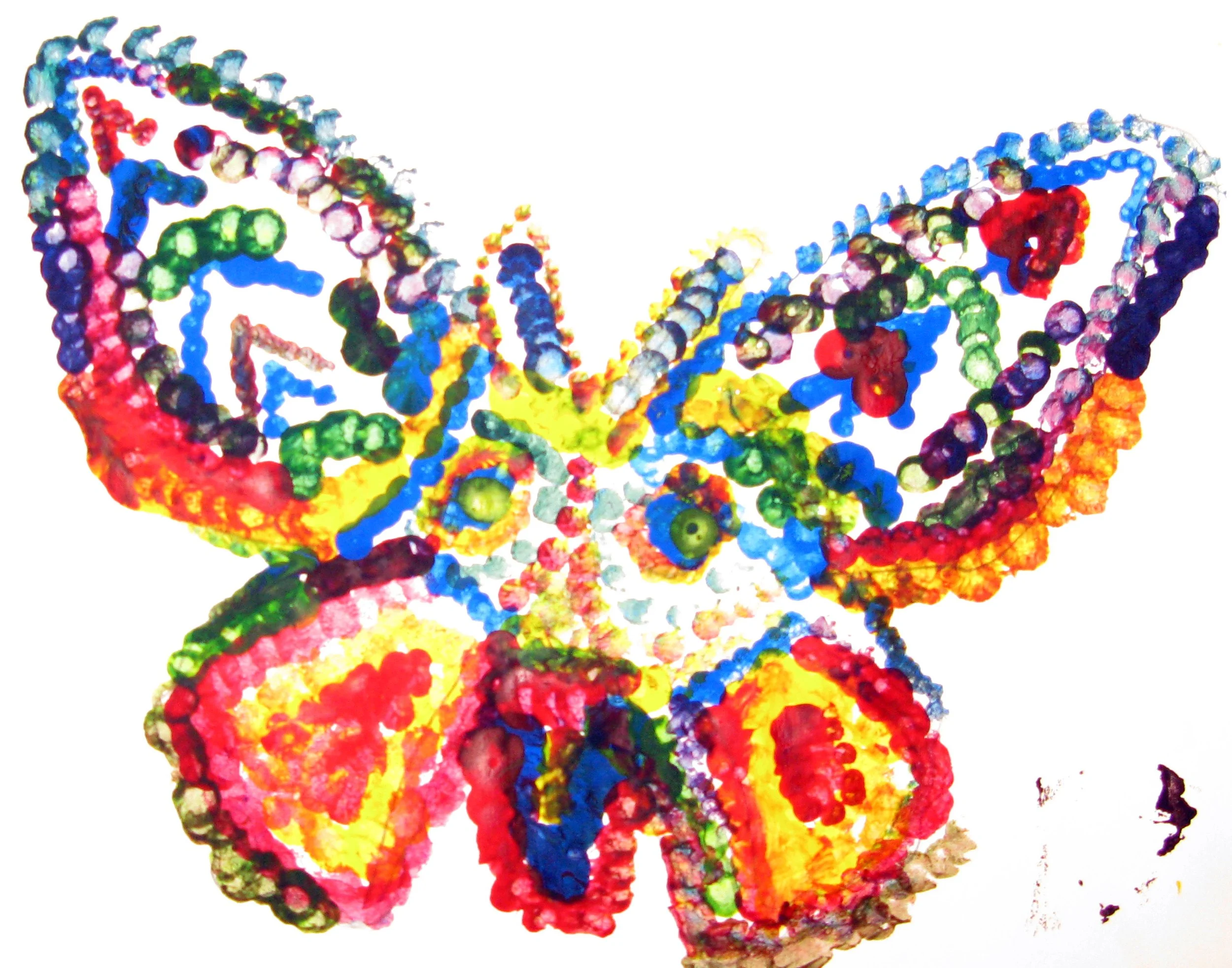 Butterfly art made by 1st grade student inspired by Georges Seurat The Circus