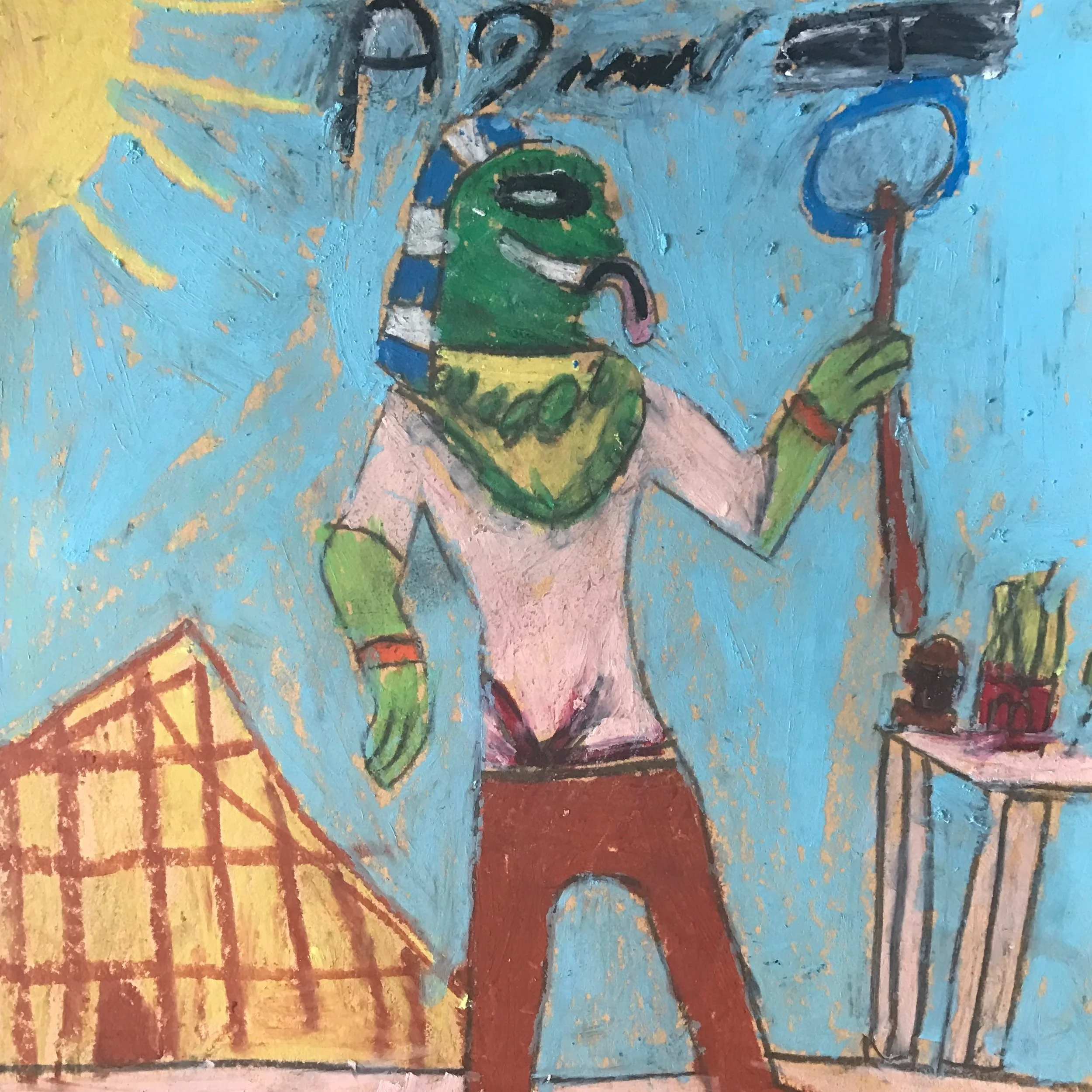 1st grade student art inspired by Egyptian Stela Lector Priest of Amun and his mother Amenhotep
