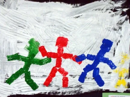 2nd grade art inspired by Ernst Ludwig Kirchner Hockey Players