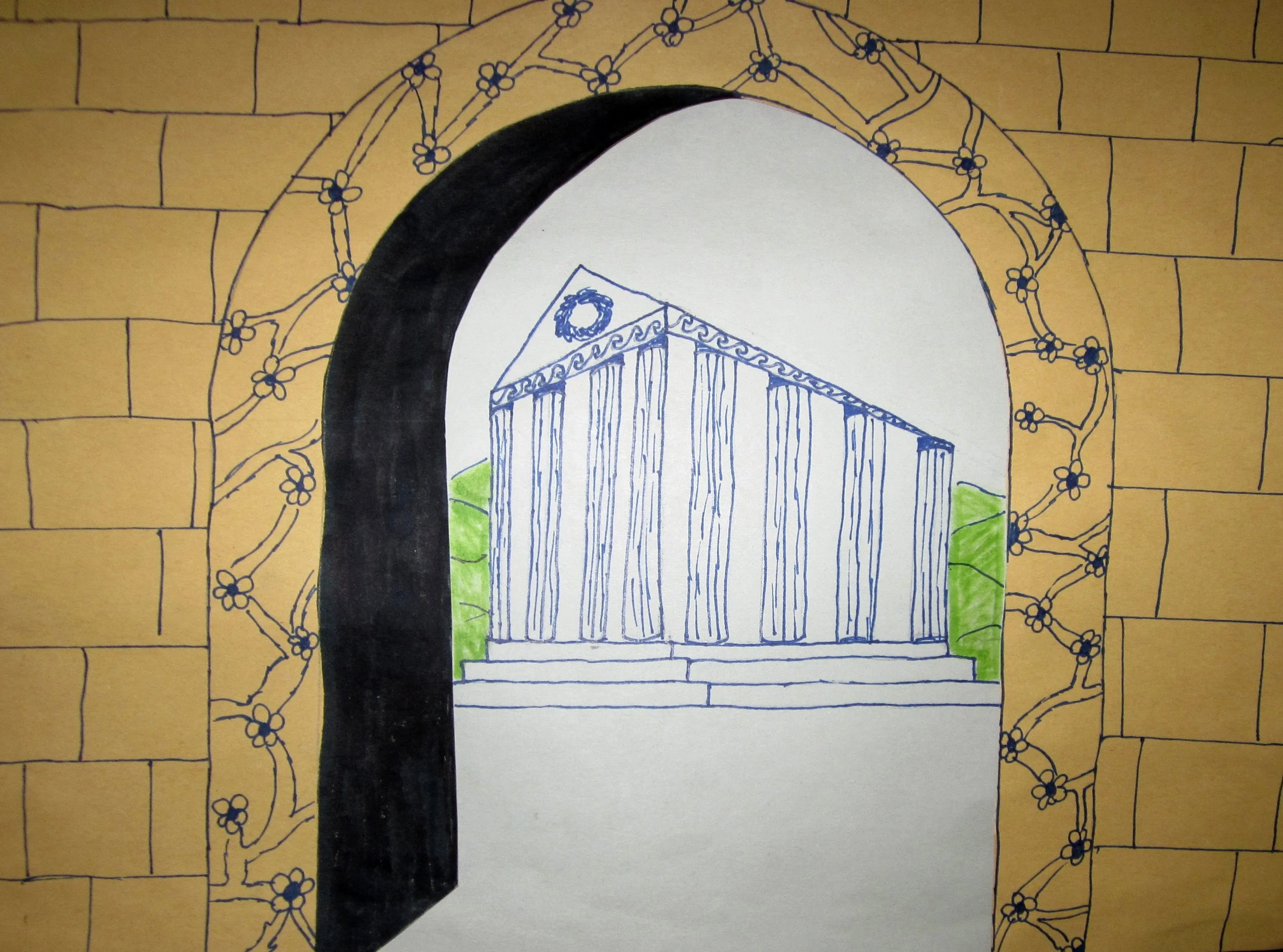 6th grade art inspired by Jacques Louis David The Oath of the Horatii