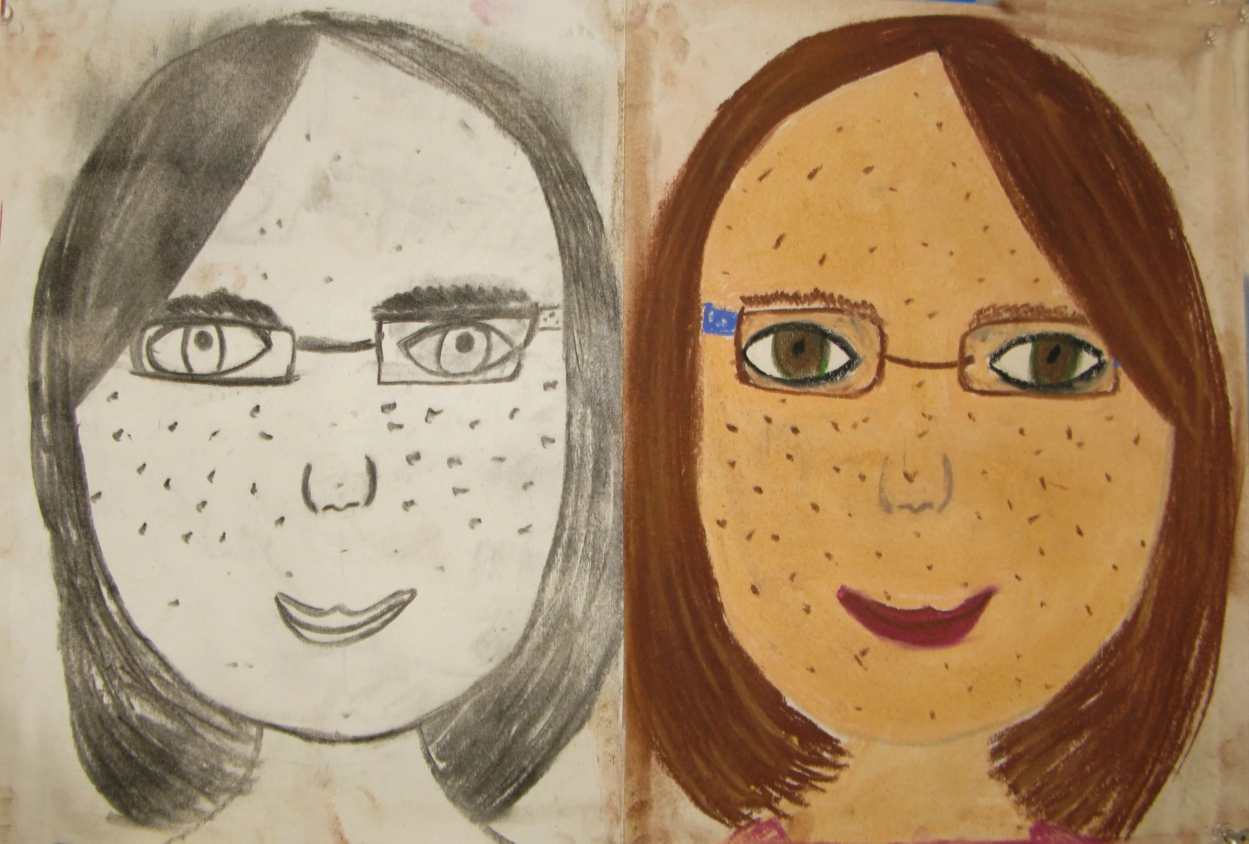 6th grade art inspired by Fayum Portrait Portrait of a thin-faced, bearded man