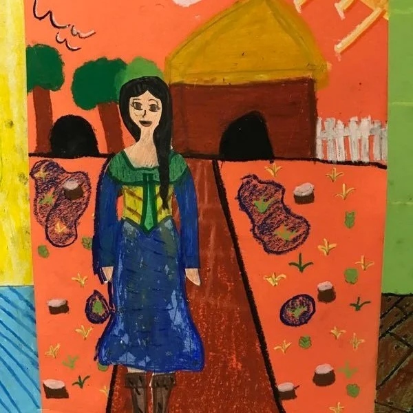 5th grade art inspired by Limner Paintings Young Boy with a Dog