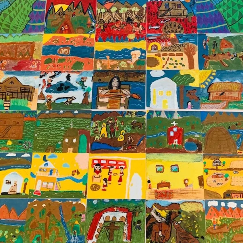 4th grade student art inspired by Diego Rivera The Zapotec Civilization