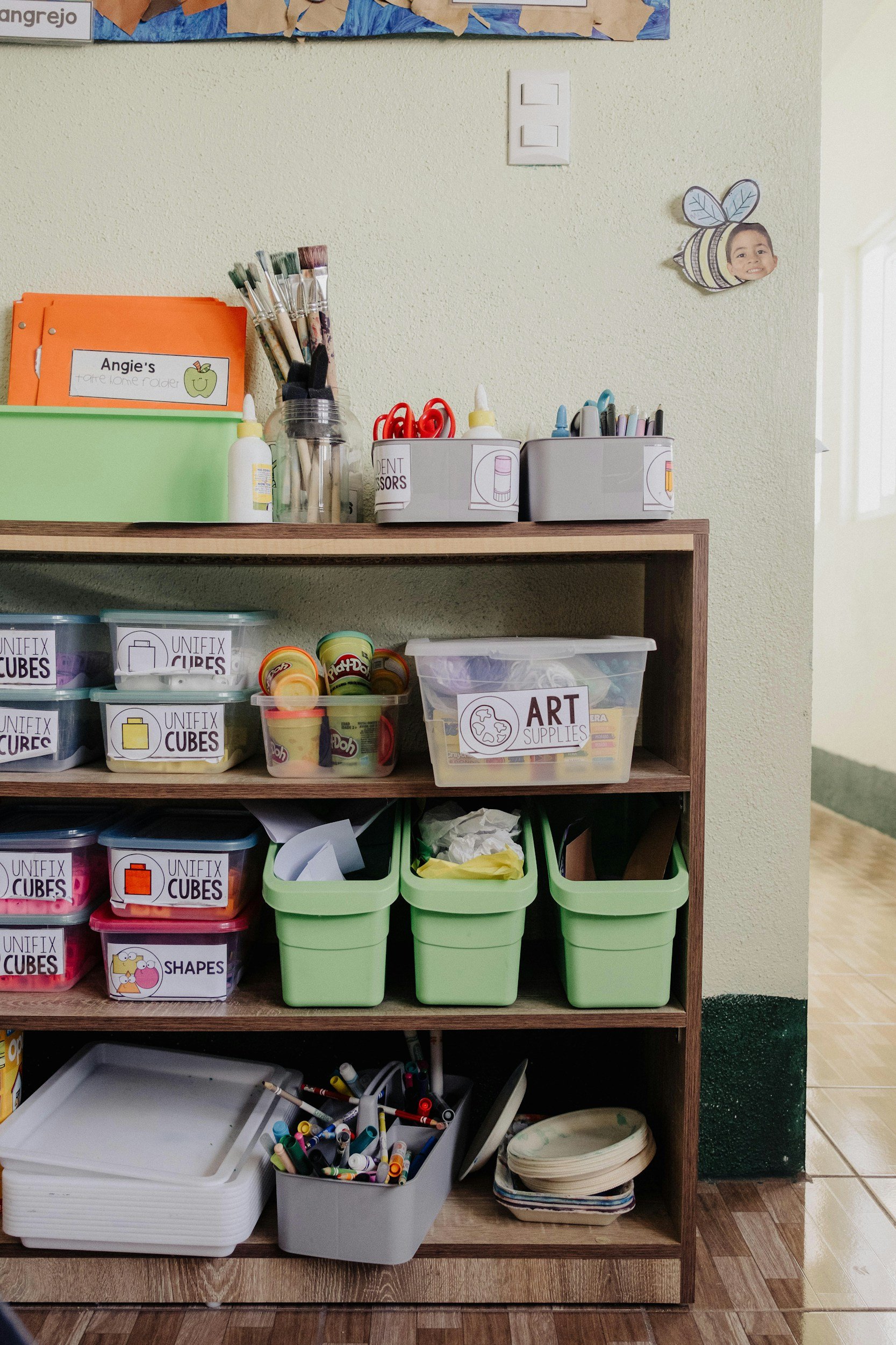 clean up organizing art bins