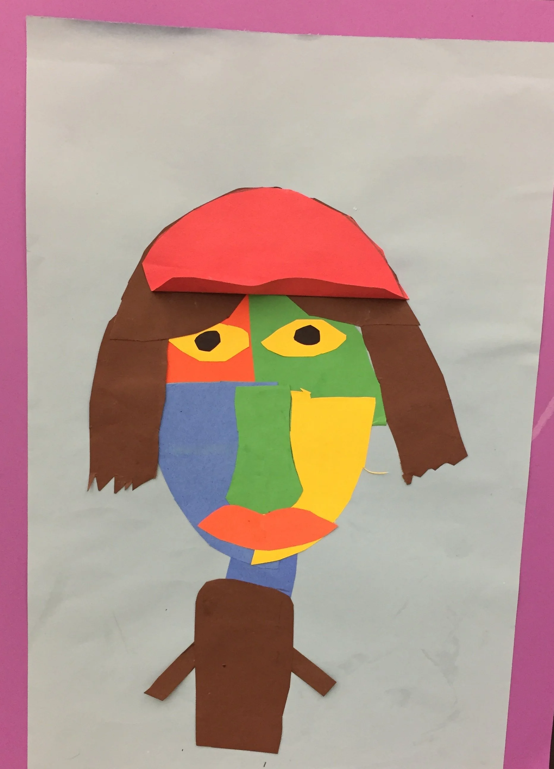 2nd grade student art inspired by Paul Klee's Head of a Man