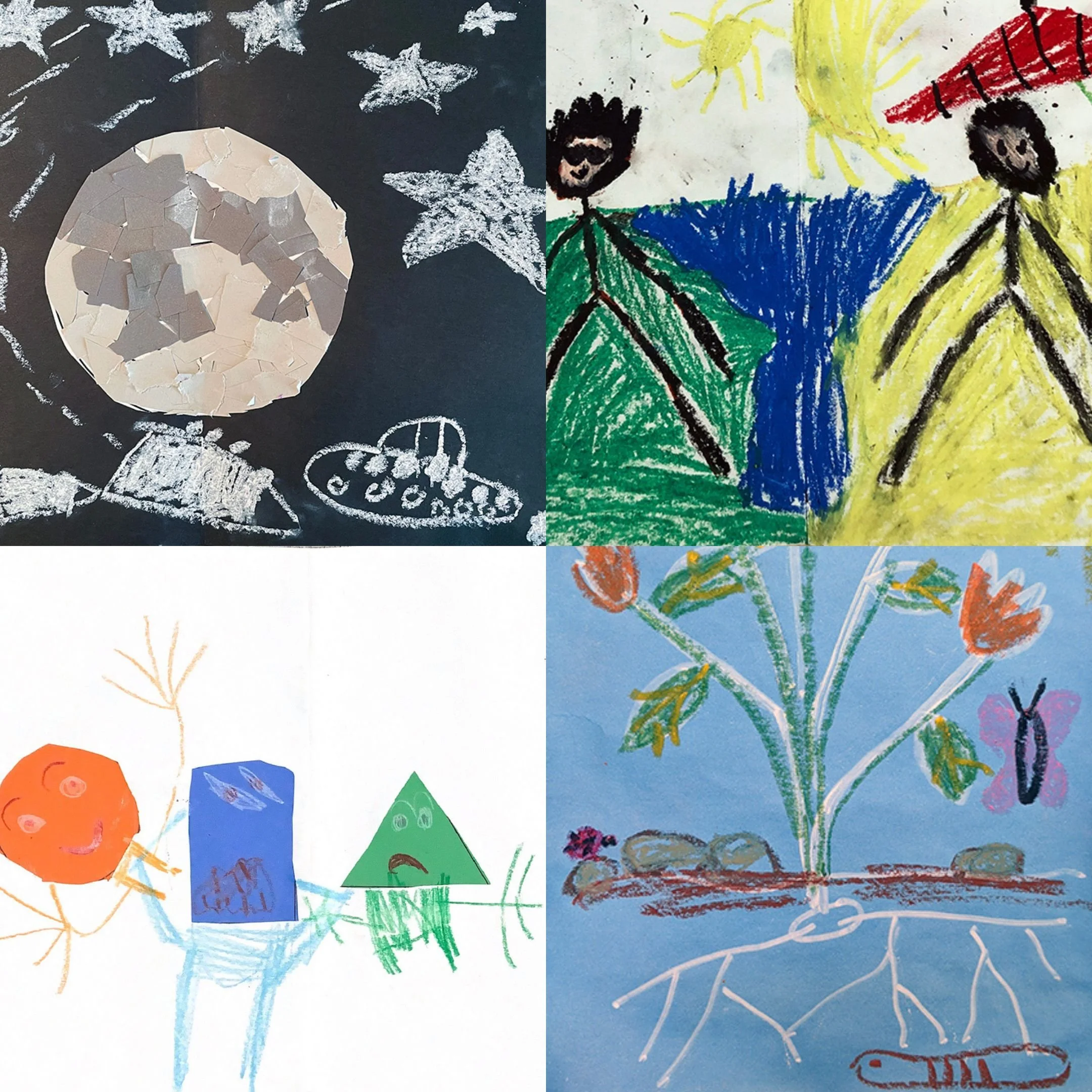 Photo collage of various student art done in the steam programs.