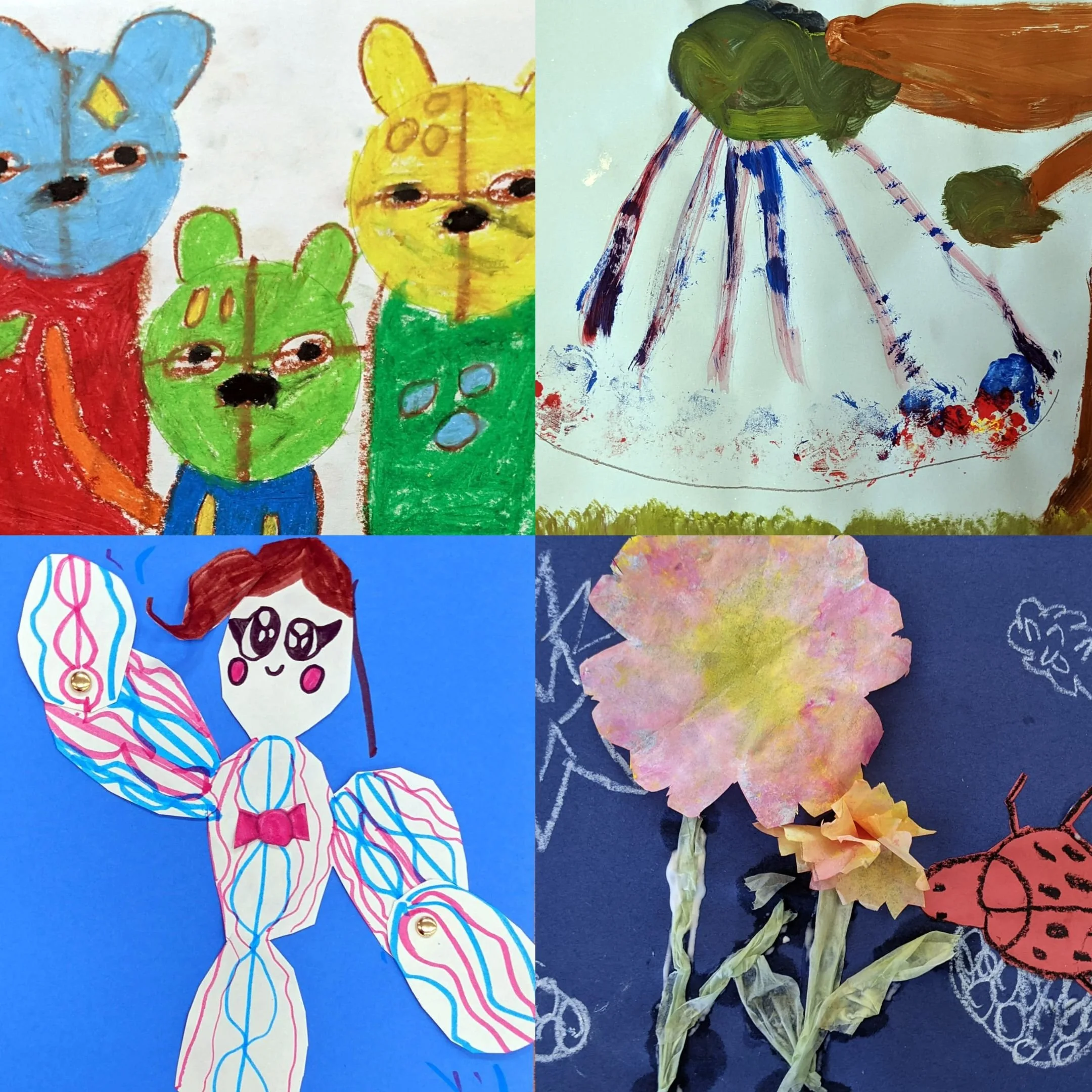 Photo collage of various student art done in the steam programs