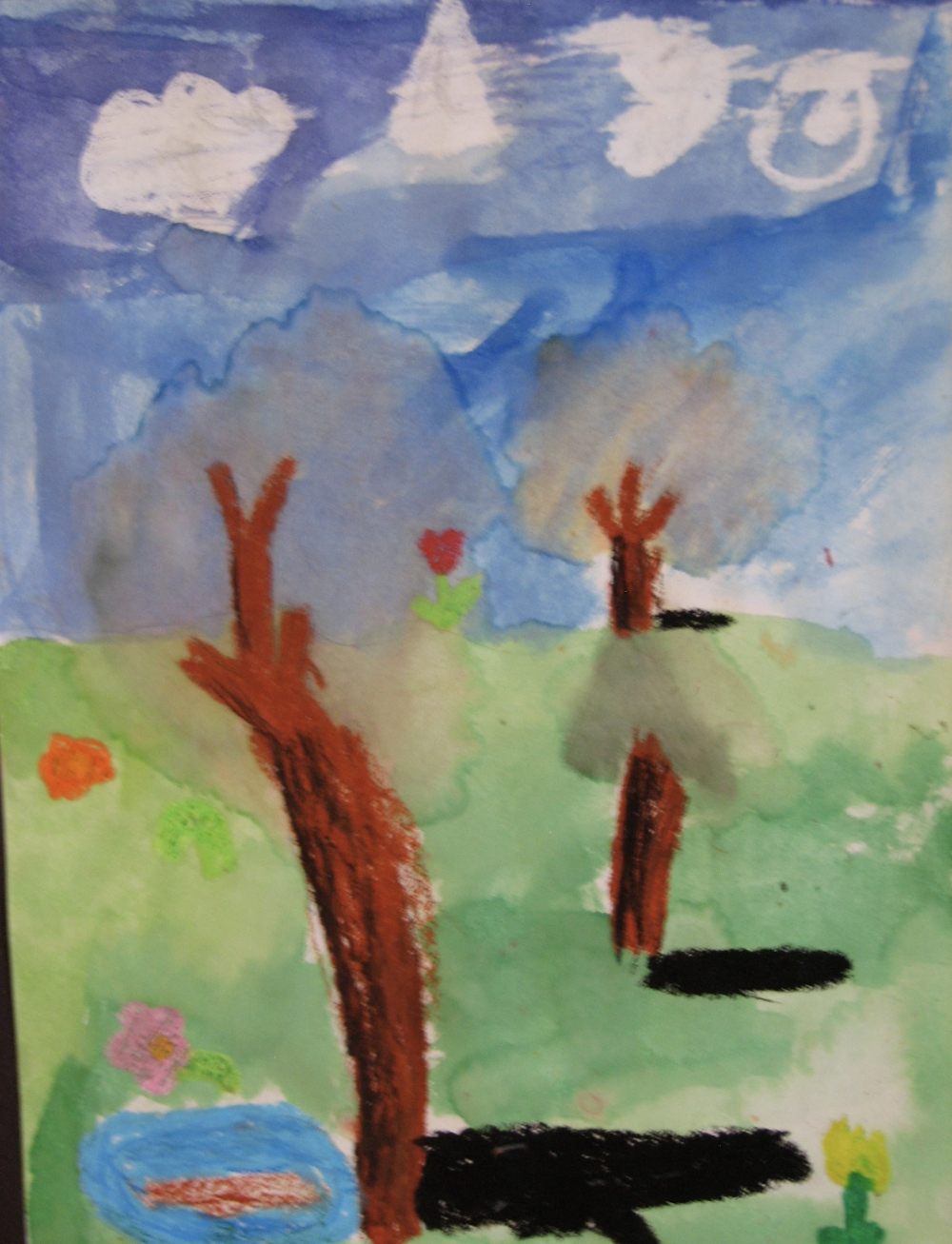 third grade art inspired by Albert Bierstadt Buffalo Trail: The Impending Storm