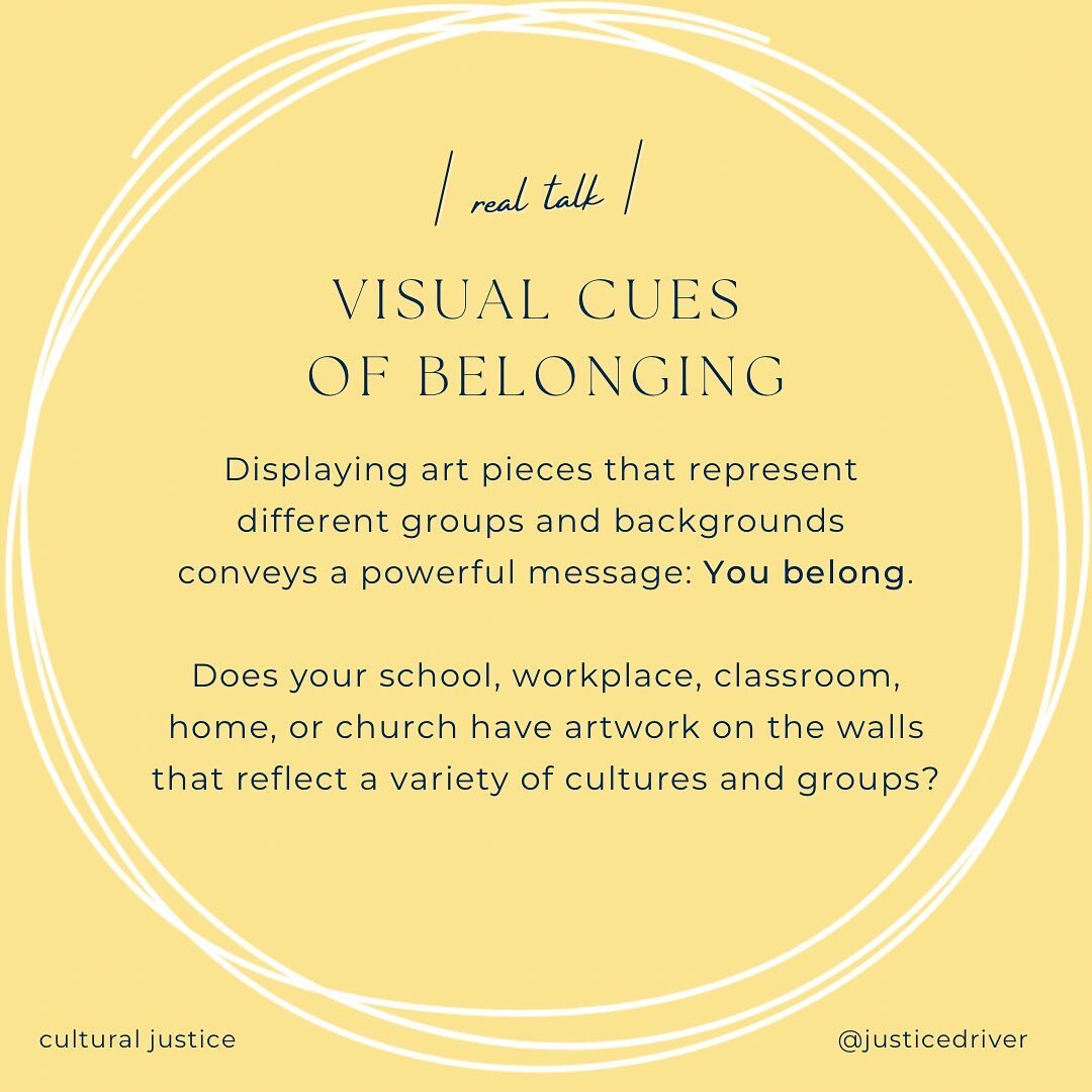 This is a GREAT cultural-level intervention that we can do in our own churches, workplaces, homes, classrooms, schools. These visual cues make a huge difference in how comfortable and welcome different genders, cultures, and ages feel in a space. The