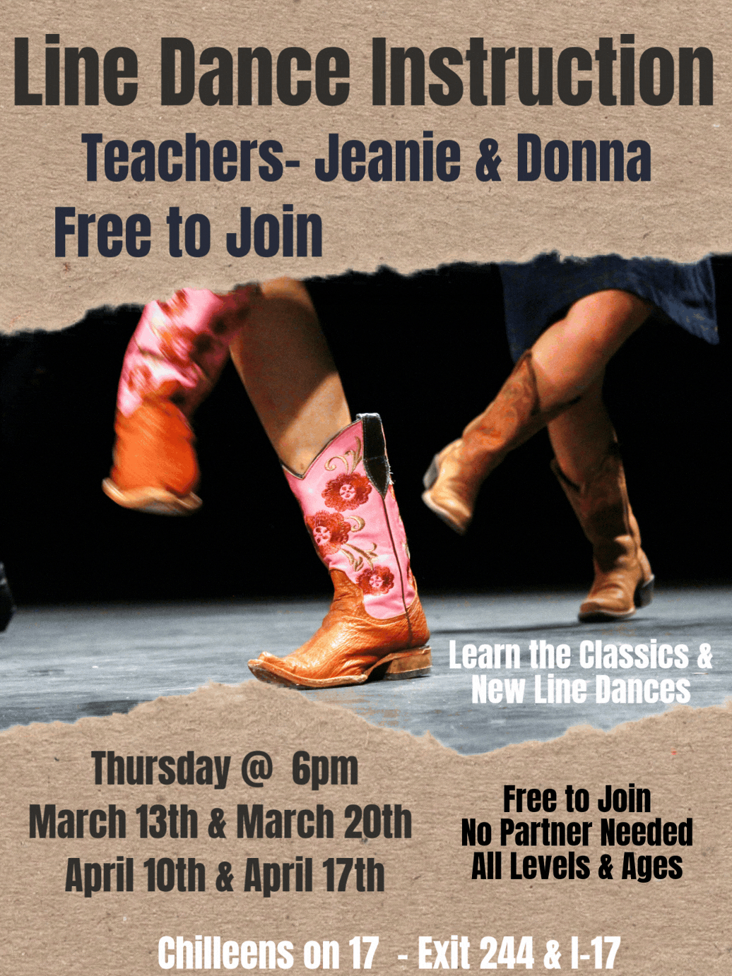 Line Dance Lessons. FREE