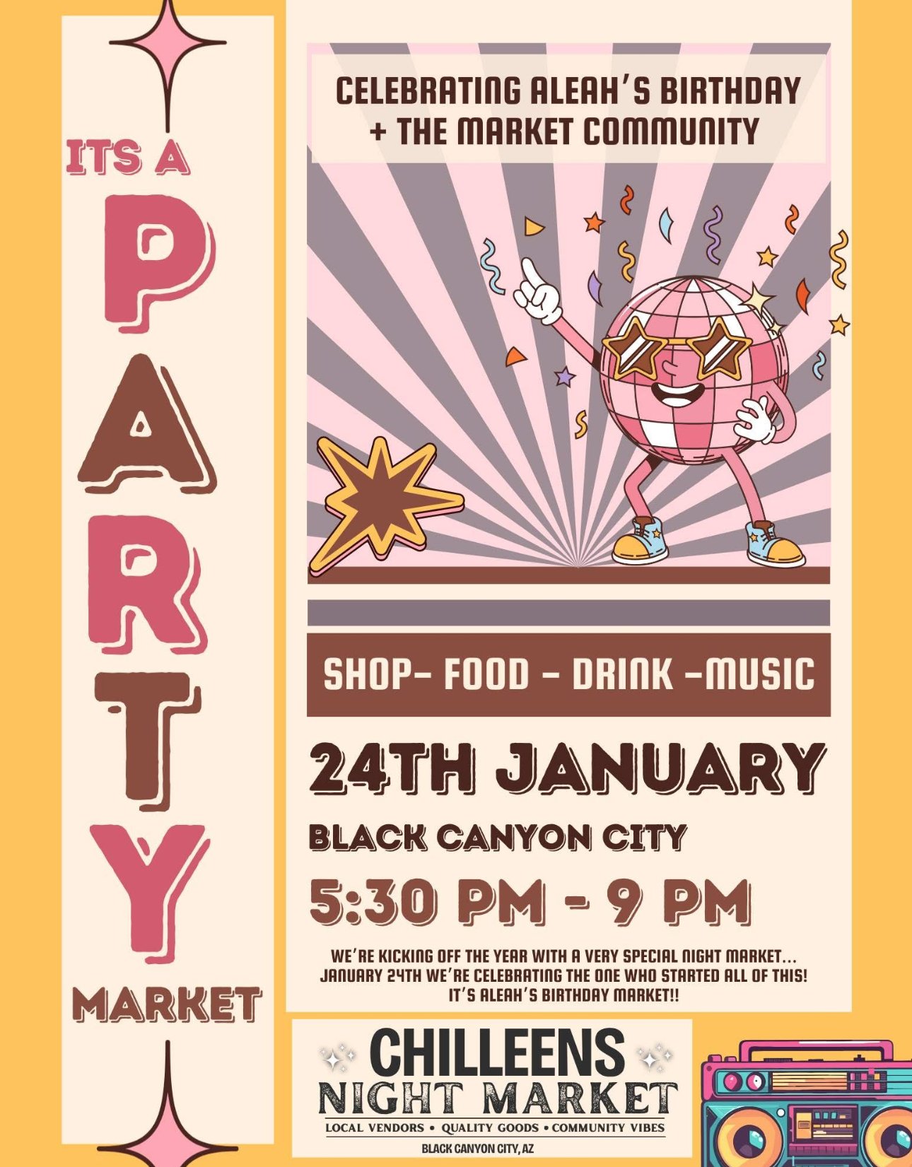 Its a party Market Night          Aleah’s Birthday Bash