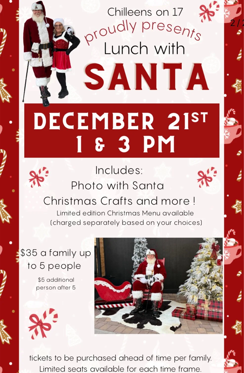 Lunch with Santa 1pm & 3pm
