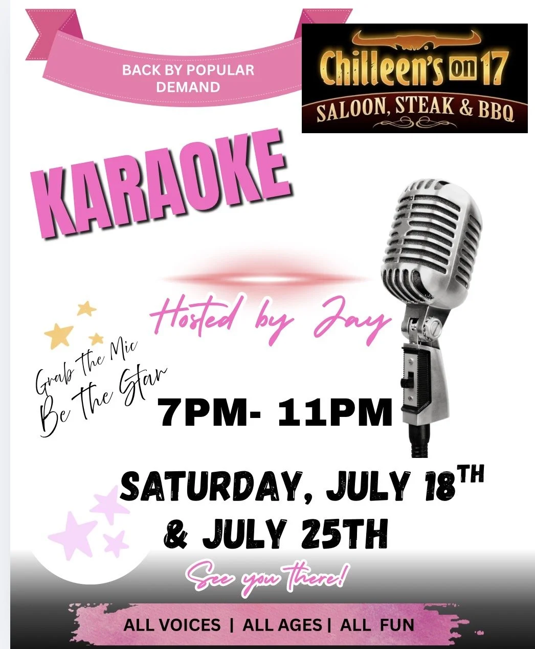 Karaoke 7pm-11pm