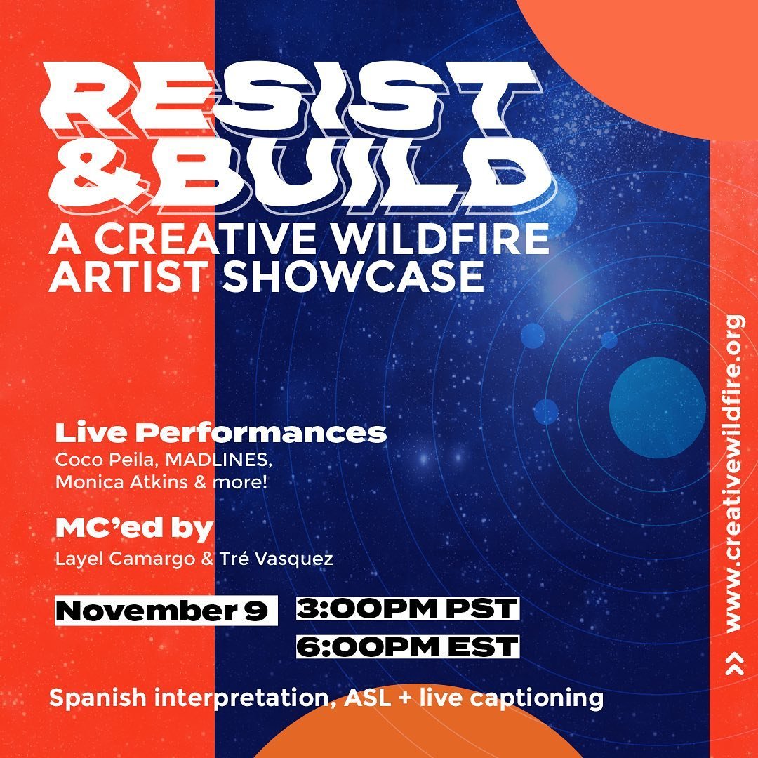 Today! (Like, right now)!

Come celebrate these incredible artists imagining our just transition to a kinship-relational- and care-based future ✨🪨🌿💧

Featuring Live performances by @cocopeila &amp; Monica Atkins! Visual art and storytelling by: @i