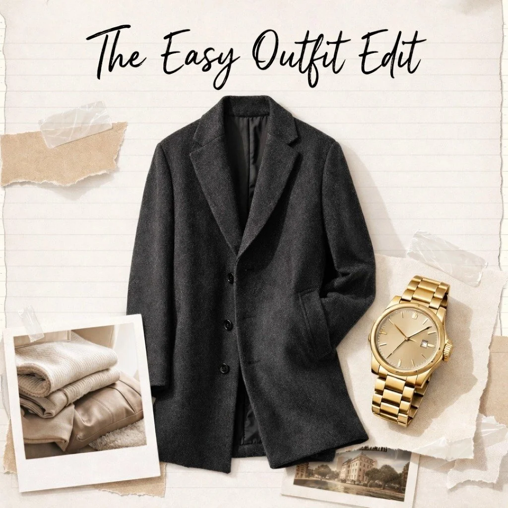 Back for another #EOOTD!  For an easy everyday look, this post leans into functional, elevated, and effortlessly chic.

The Easy Outfit Edit:
1. The Oversized Wool Coat (Charcoal or Camel)
2. The Cream Cashmere Turtleneck
3. Tailored Wide-Leg Trouser