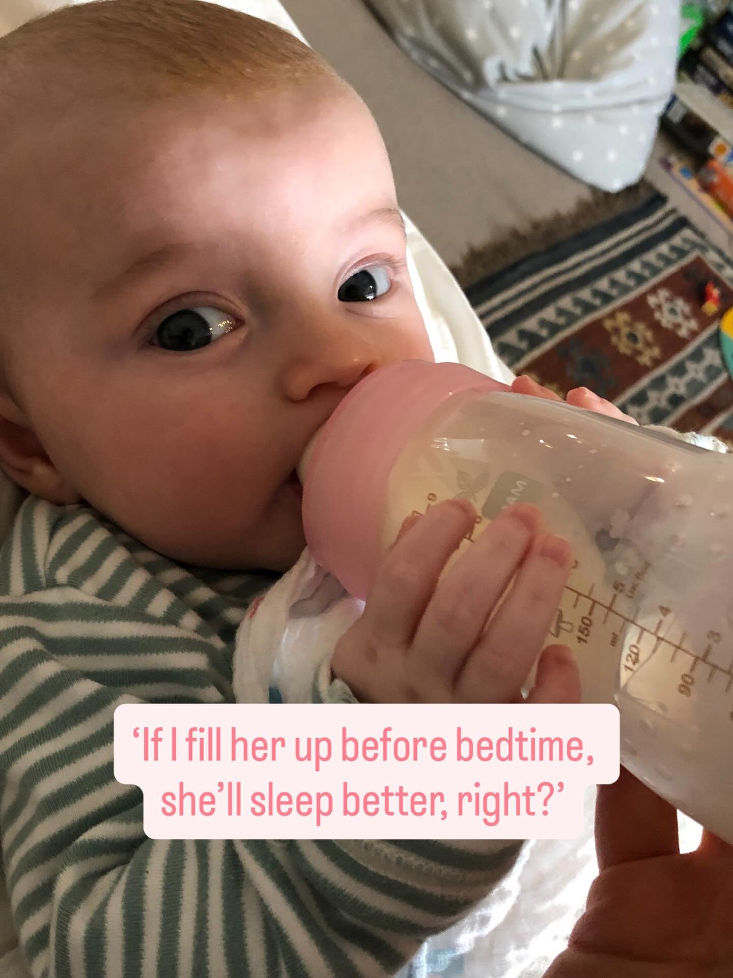 &lsquo;If I fill her up before bedtime, she&rsquo;ll sleep better, right?&rsquo;

Actually no!

Think of yourself&hellip;do you sleep better when you&rsquo;re too full and feel a bit bloated, or do you sleep better when you eat dinner and then go to 