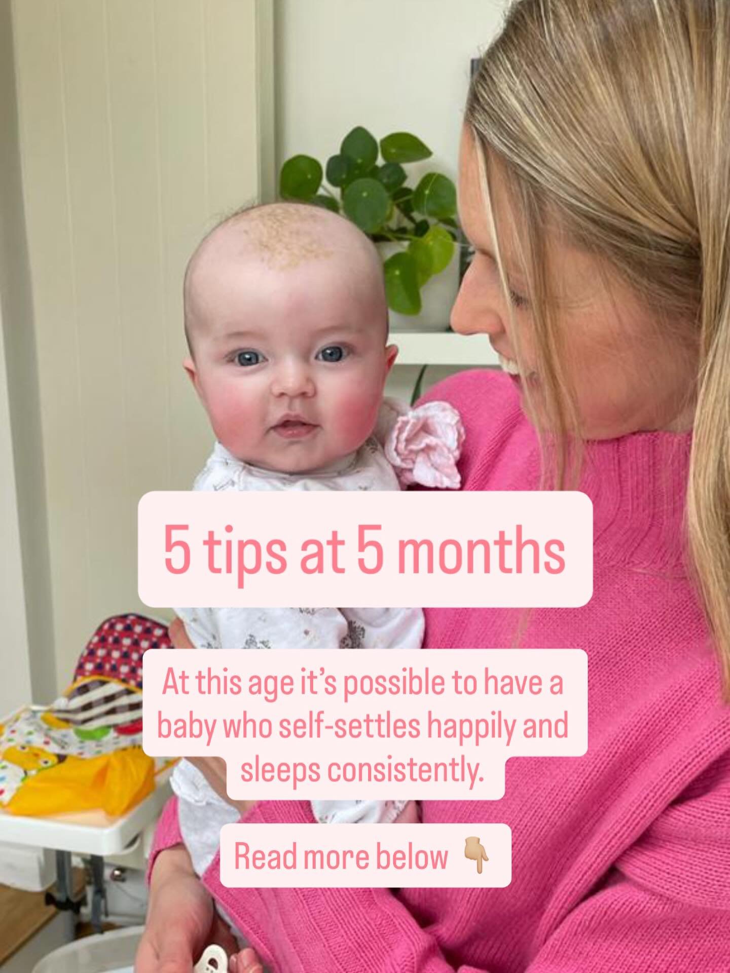 What are my 5 top tips at 5 months? 👶

1 - Focus on day routine

This is a key age where babies have developed their circadian rhythm, so they start to be less sleepy in the day and need to build up more sleep pressure before bed. Aim for a longer l