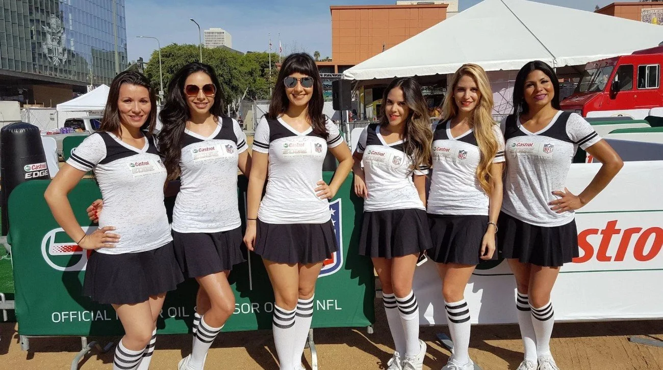 Event Staffing Live brand ambassadors providing promotional event staffing for Castrol EDGE NFL activation