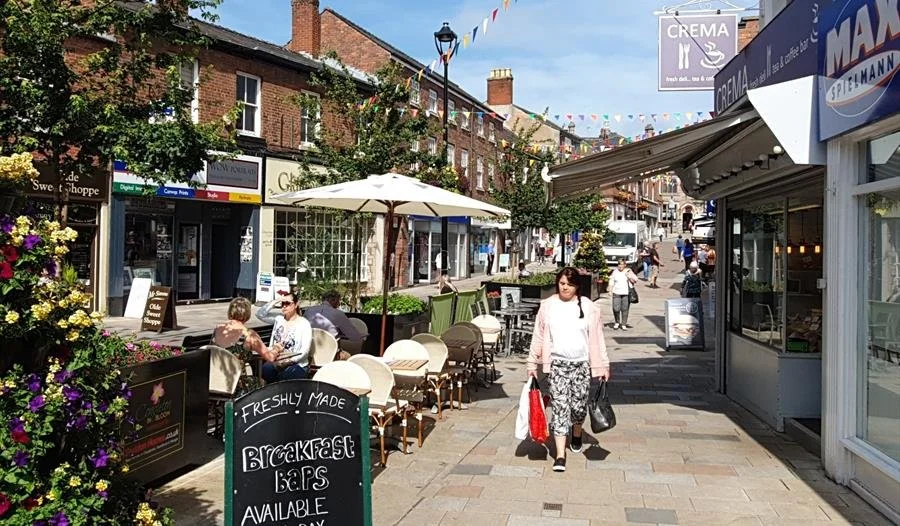 Congleton Wedding venue, Congleton high street on a sunny day