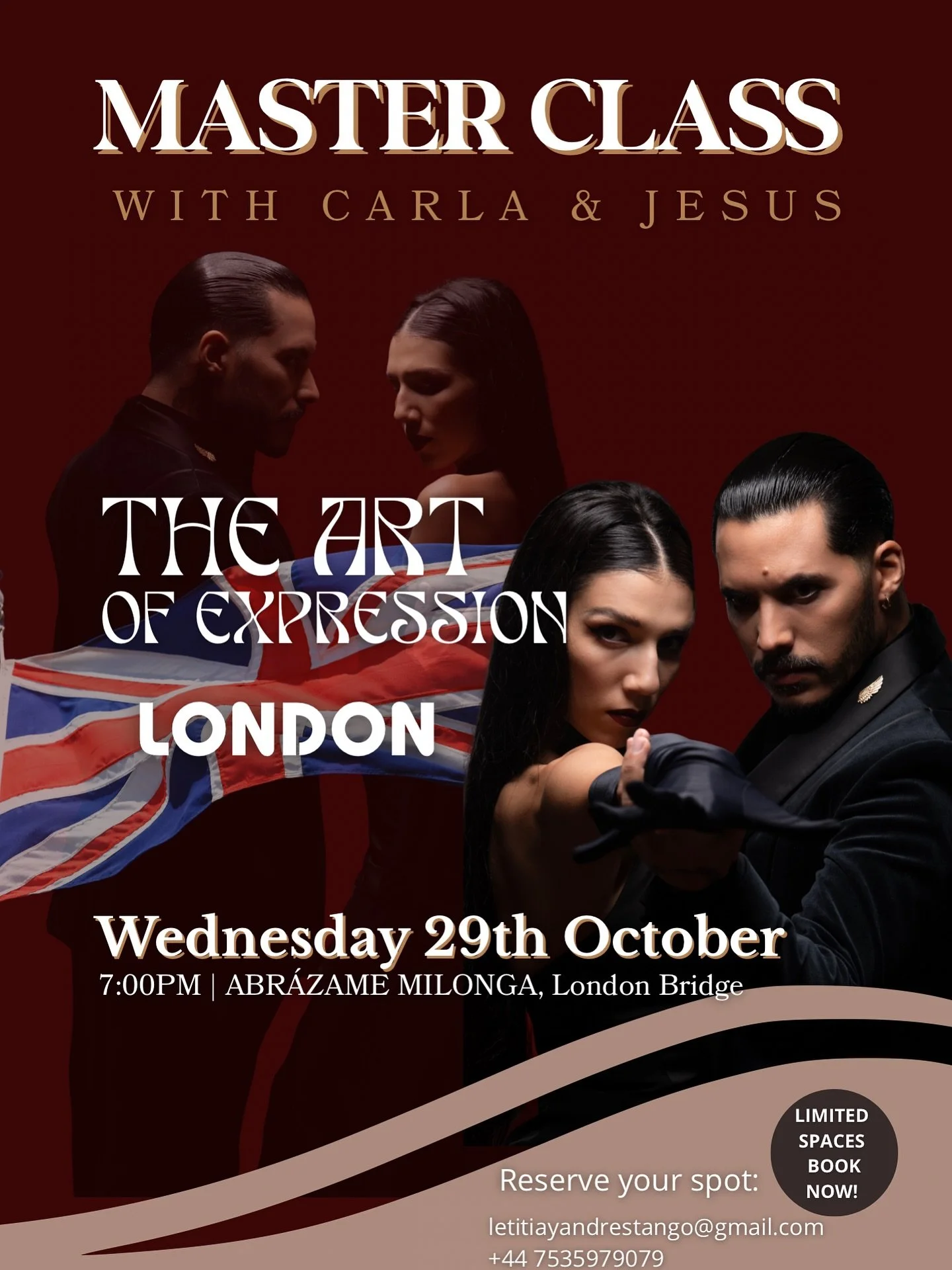 🕯️💃 𝐓𝐎𝐌𝐎𝐑𝐑𝐎𝐖 &mdash; 𝐓𝐡𝐞 𝐀𝐫𝐭 𝐨𝐟 𝐄𝐱𝐩𝐫𝐞𝐬𝐬𝐢𝐨𝐧 💃🕯️
Join us this Wednesday 29th October at Abr&aacute;zame Milonga &ndash; London Bridge, as we celebrate our Halloween Party with a special Master Class by Carla Dom&iacute;ngu