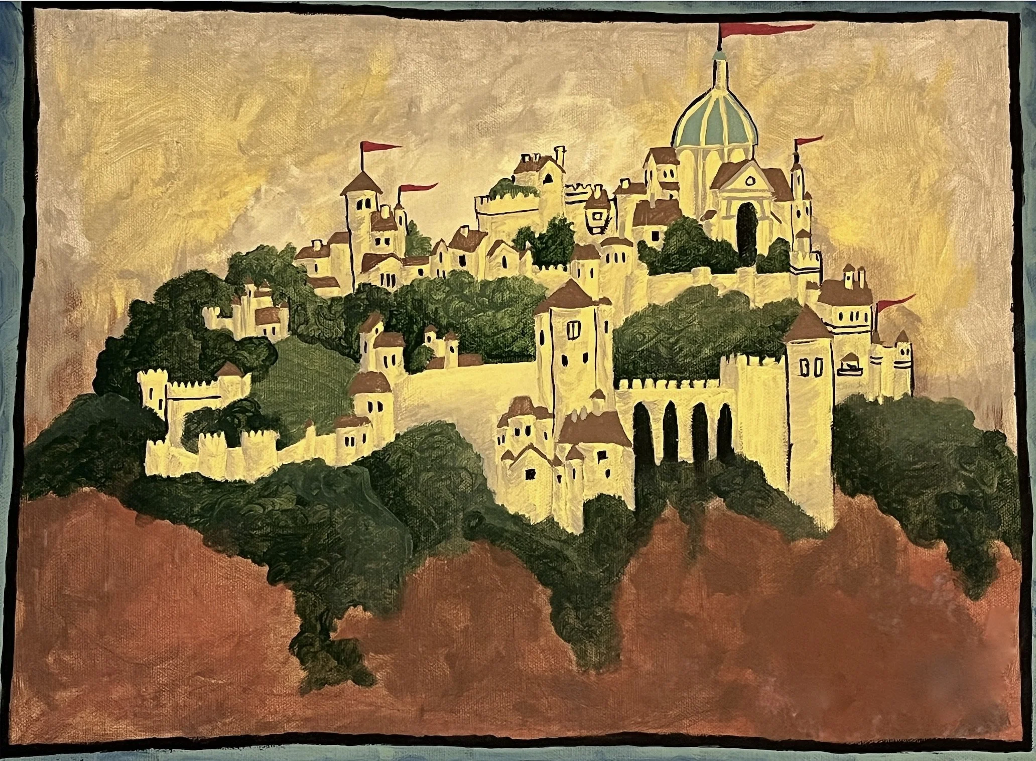 Cair Paravel: Narnia made me a writer, so I painted the castle that made me want build my own (acrylic on canvas)