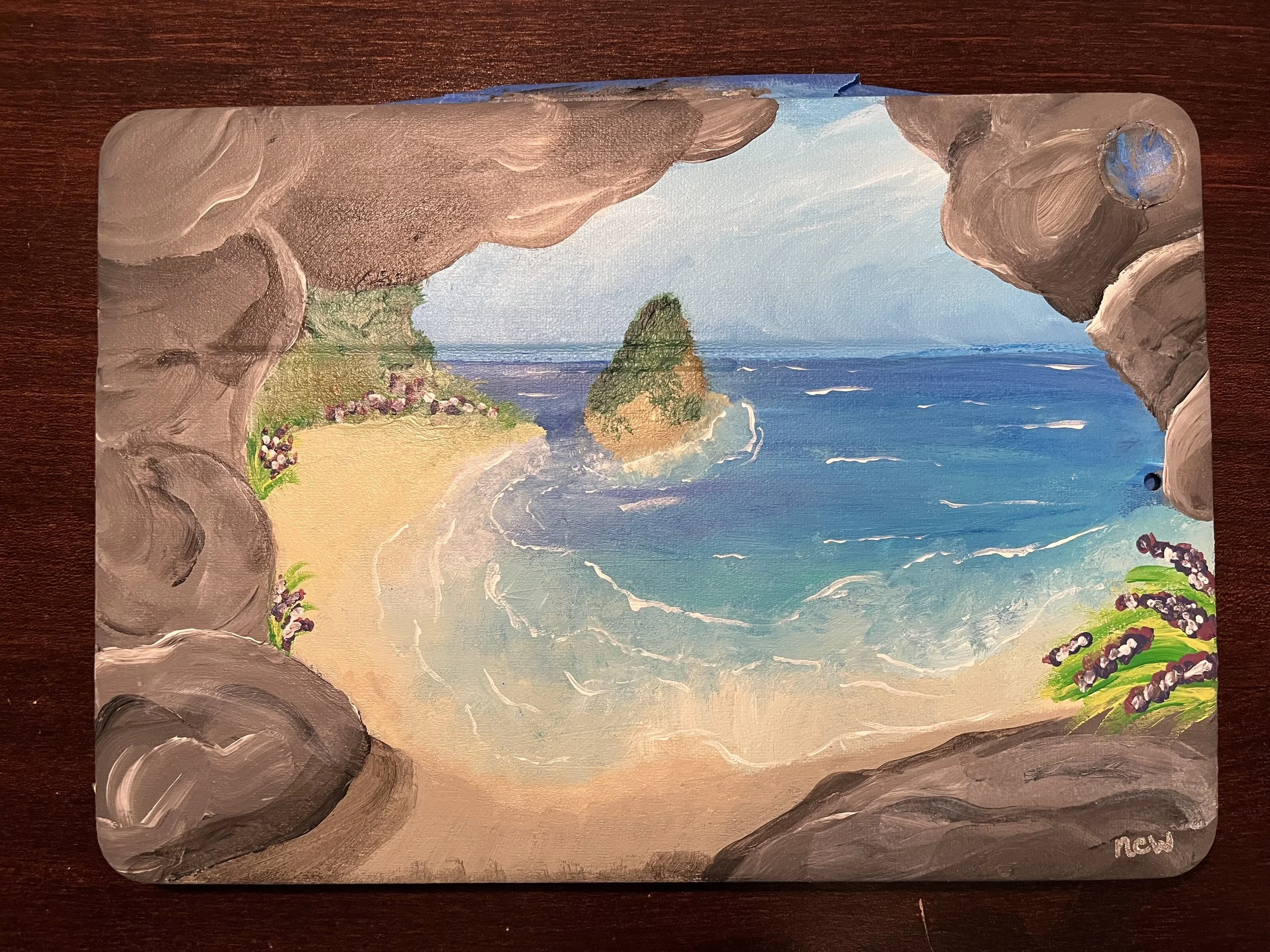 the Cave: the entrance to Narnia in Prince Caspian (acrylic on the back of an iPad case)