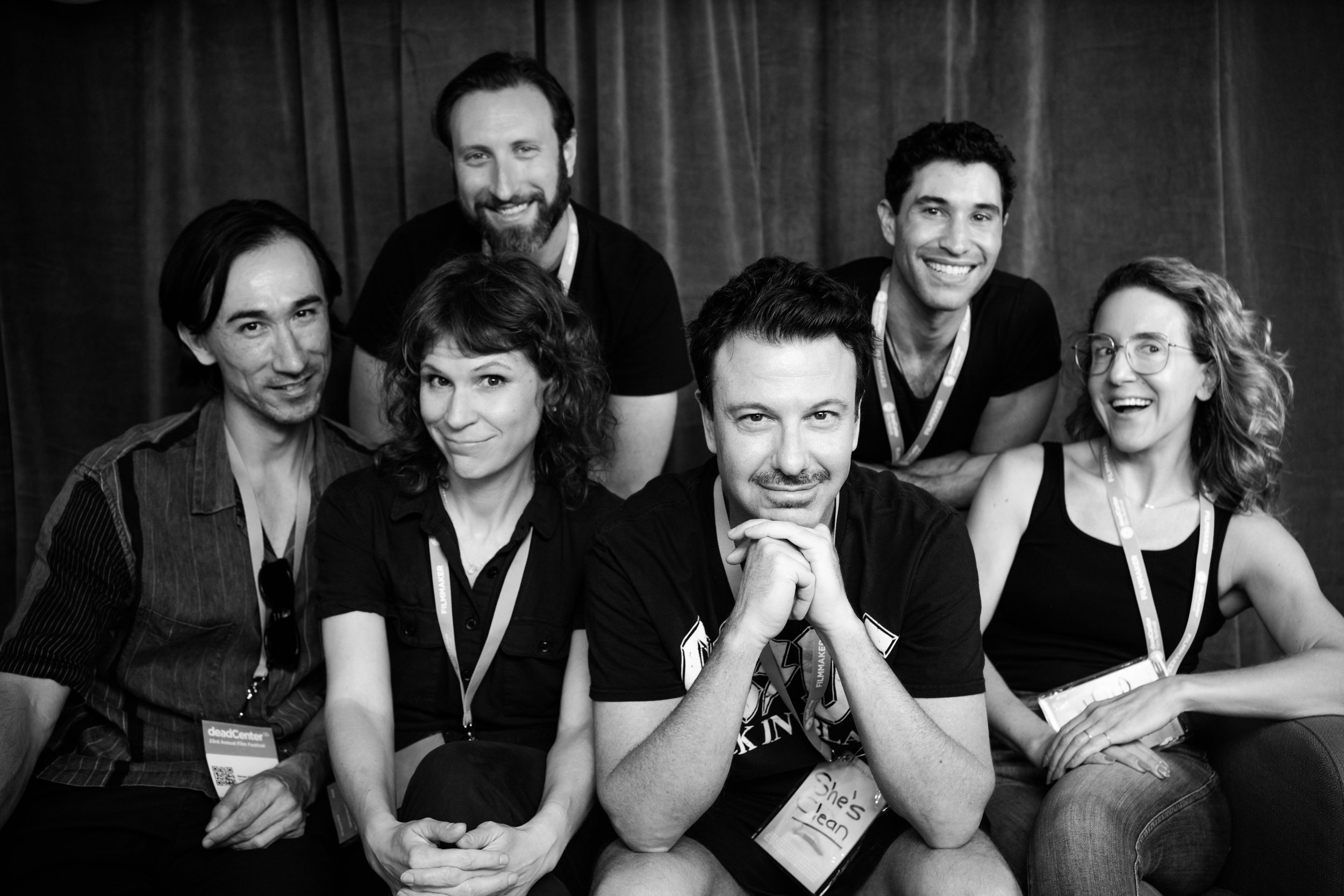 A black and white image of a group of filmmakers.