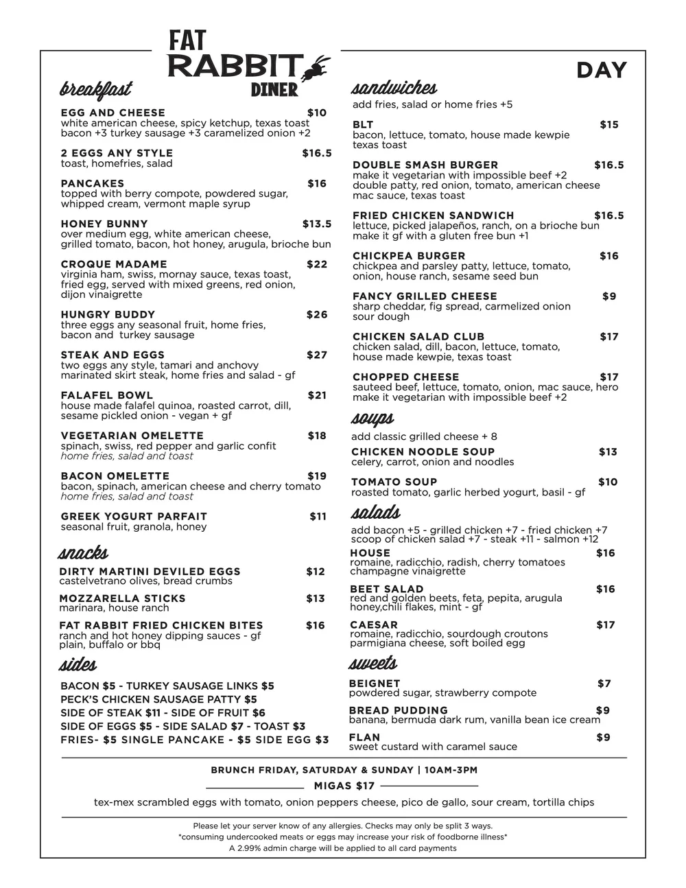 Menu 1 — FAT RABBIT DINER