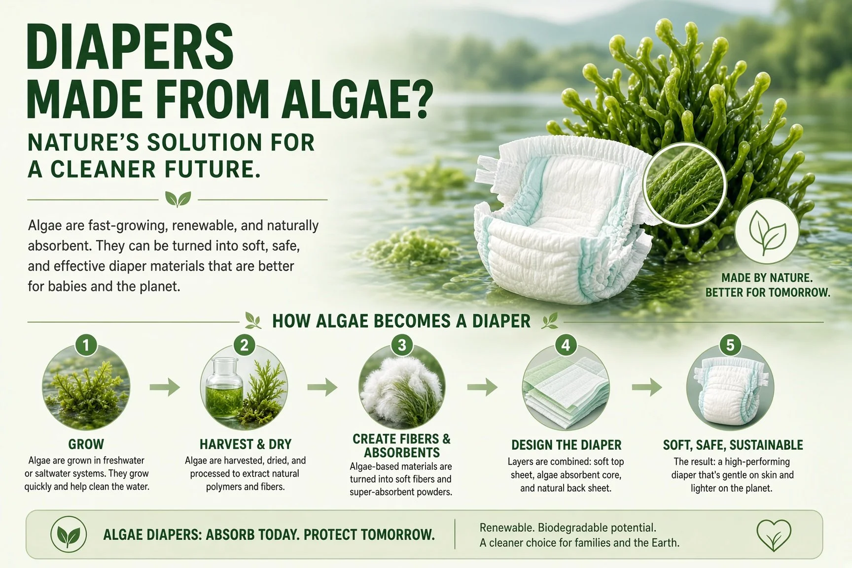 Could Algae Replace Plastic in Diapers? A Sustainable Solution for a Growing Waste Problem