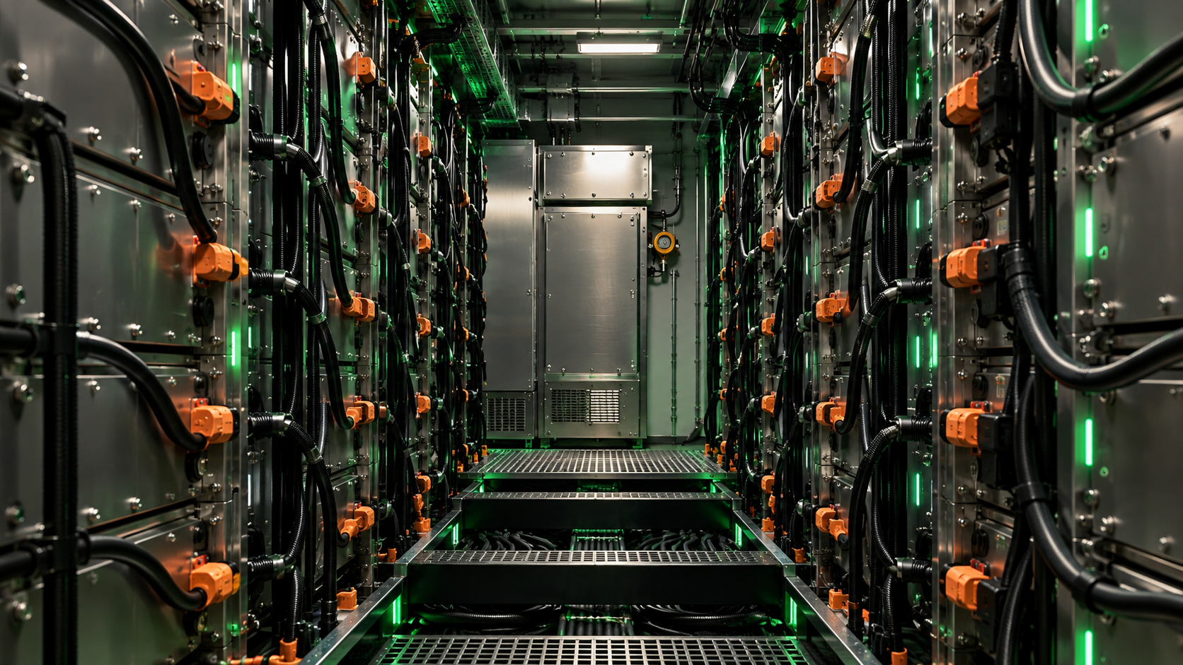 Interior of a high-density battery room 