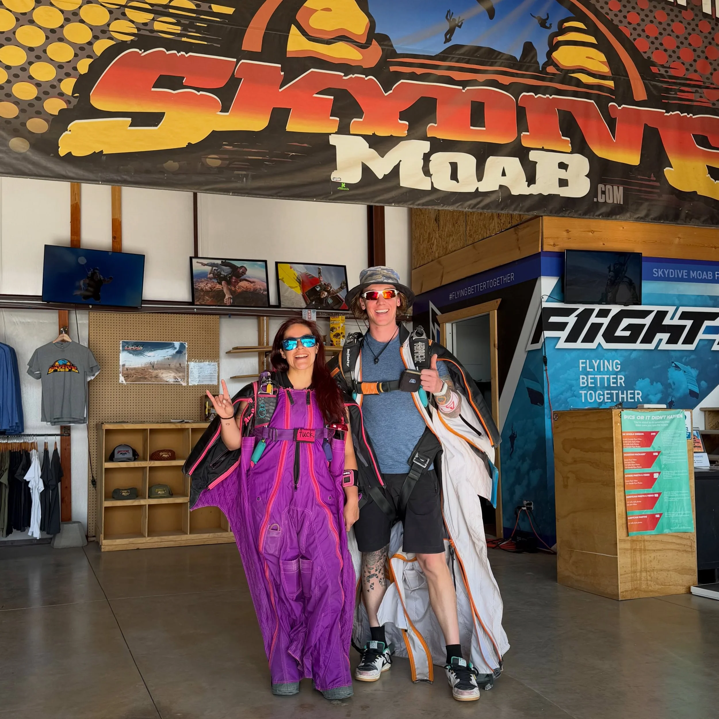 HELL YEAH @enfermeraardilla THANKS FOR A COUPLE FUN DAYS WORKING ON BACK FLYING AND TAKING DOCKS @skydivemoab #stunttime 
-
Looking for some wingsuit coaching in the MOAB area drop me a line and get in before July 1! AFTER THAT ILL BE AT @skydivekapo