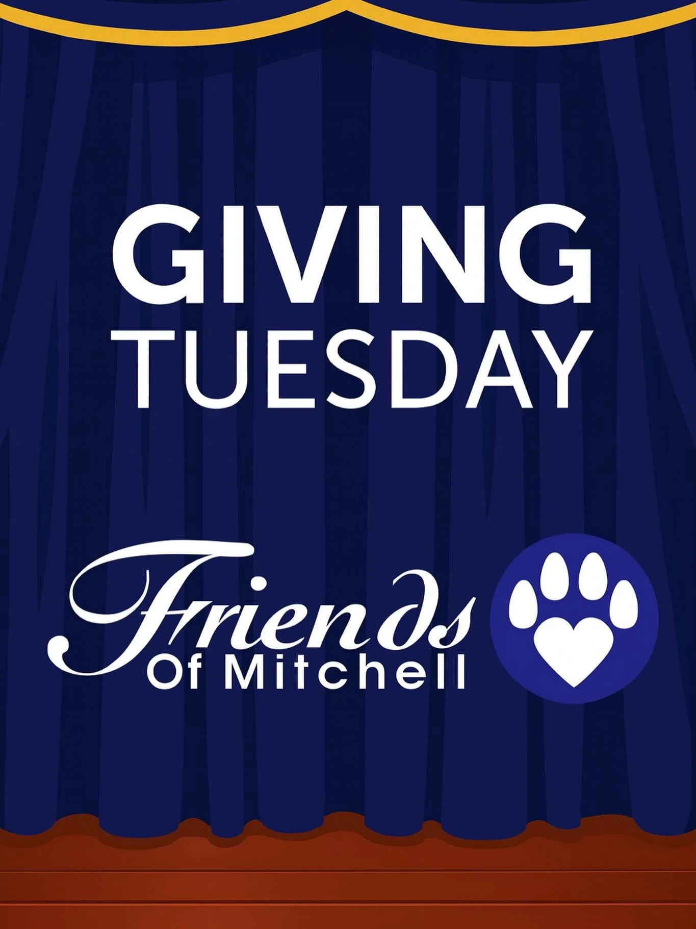 🥁#GivingTuesday is tomorrow and we&rsquo;re aiming high!! Help us reach our goal to fund a brand-new stage curtains for all students to enjoy during performances, assemblies, graduation, indoor movie nights, and more.