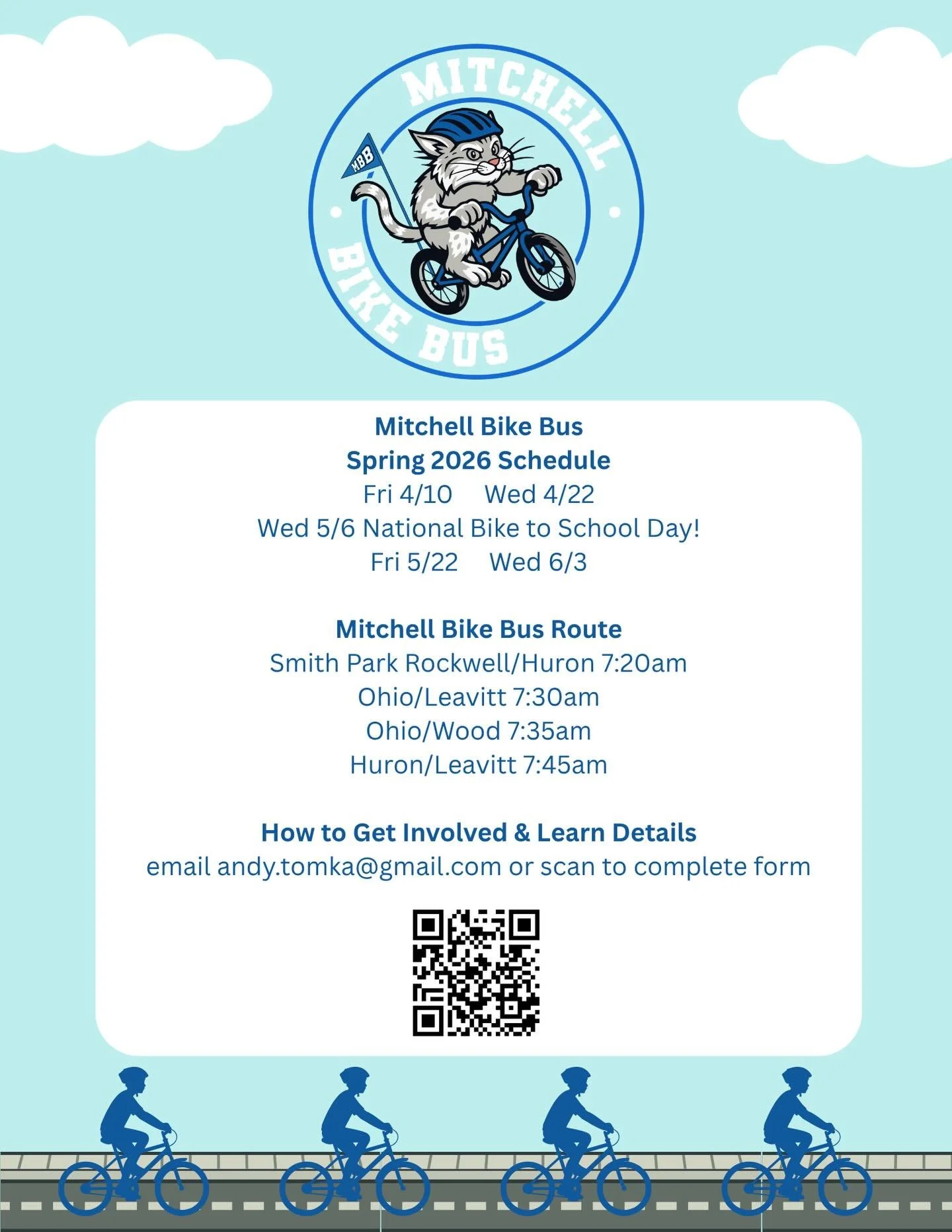 3rd Annual @mitchell_bobcats Bike Bus!! Come ride with us &mdash; we&rsquo;d love to have you! 💛