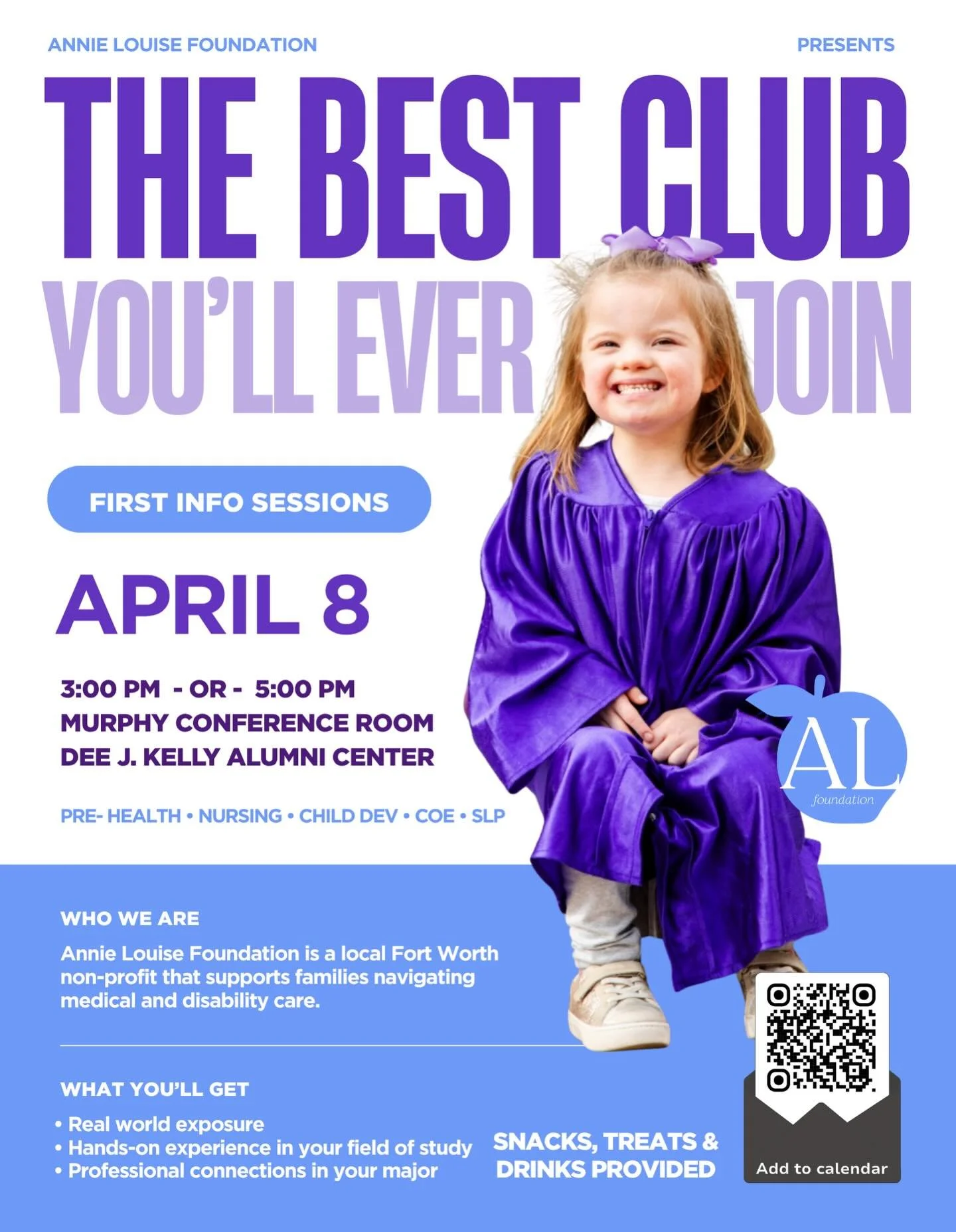 This one&rsquo;s for the FROGS! 

Attn TCU students- there is a new club on campus 🥁

Annie Louise Foundation TCU Chapter has been established and we have quite a vision of partnership. 

Families of kiddos with disabilities/ medical needs + profess
