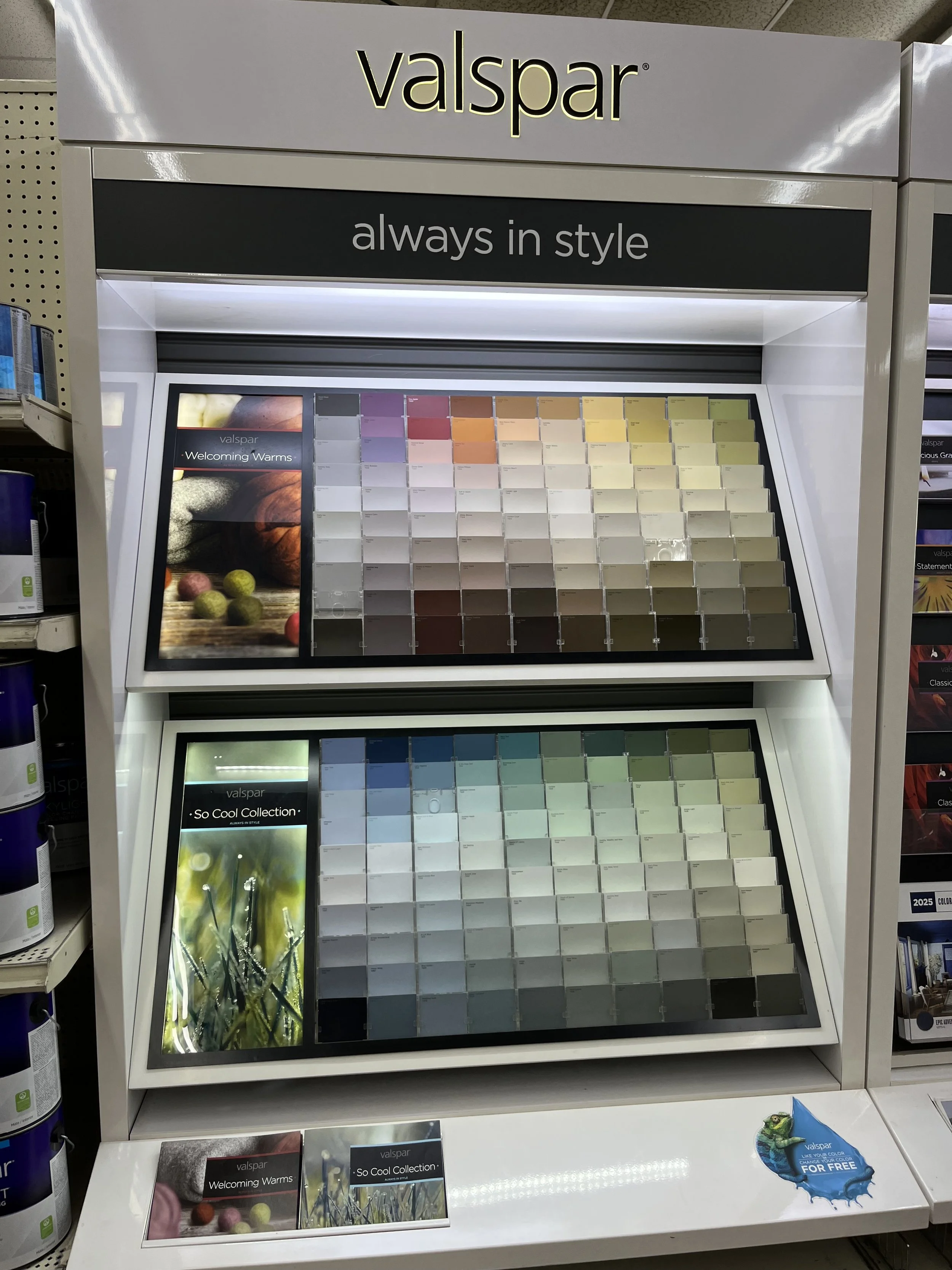 Always In Style paint chip rack in our paint department