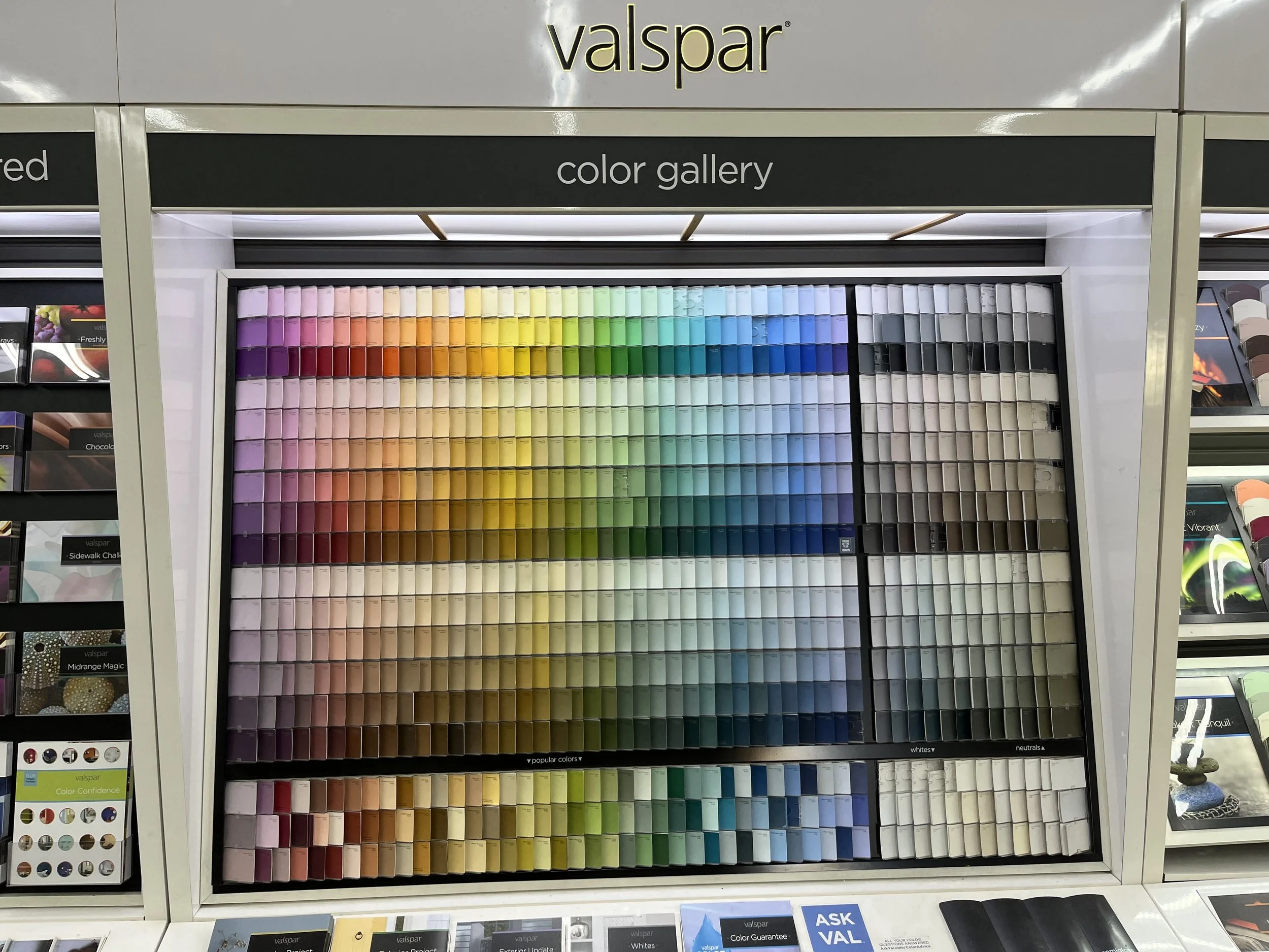 Color Gallery paint chip rack in our paint department