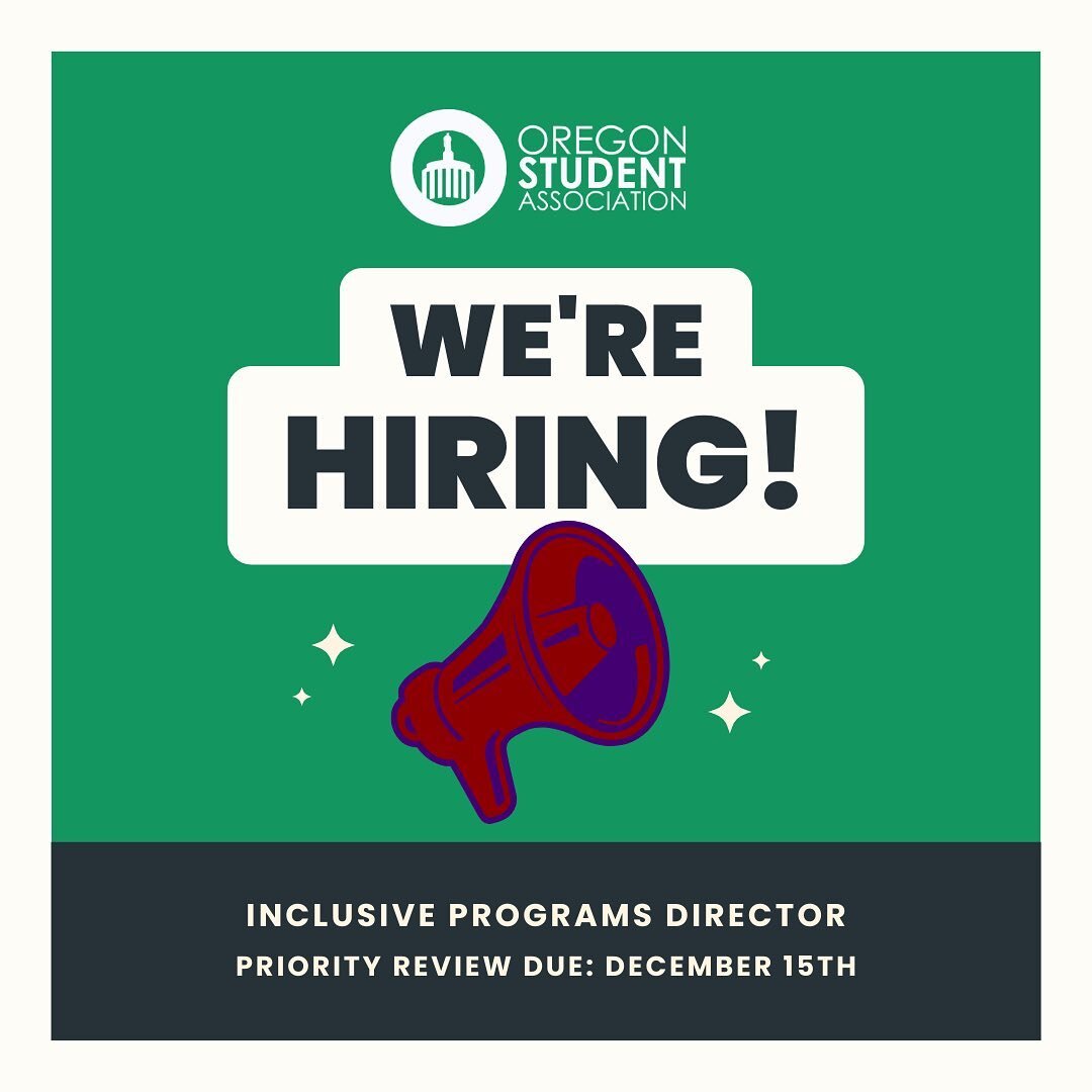 Our team of 3 is growing to 4! 💥 

We are so excited to announce that OSA will be hiring an Inclusive Programs Director to help build power for Students of Color and LGBTQ+ Students in Oregon&hellip;🎉

For more information or to apply, please visit
