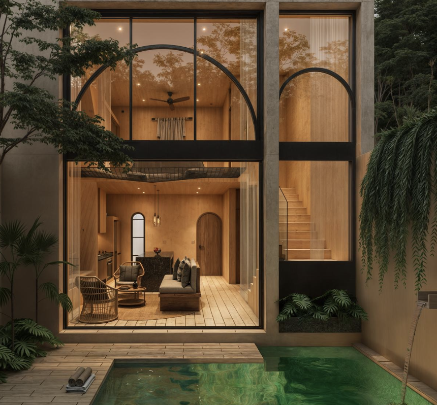 Exterior view of Bacalar penthouse with pool