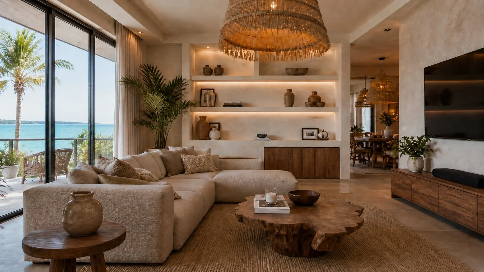 Living space in waterfront Bacalar condo 