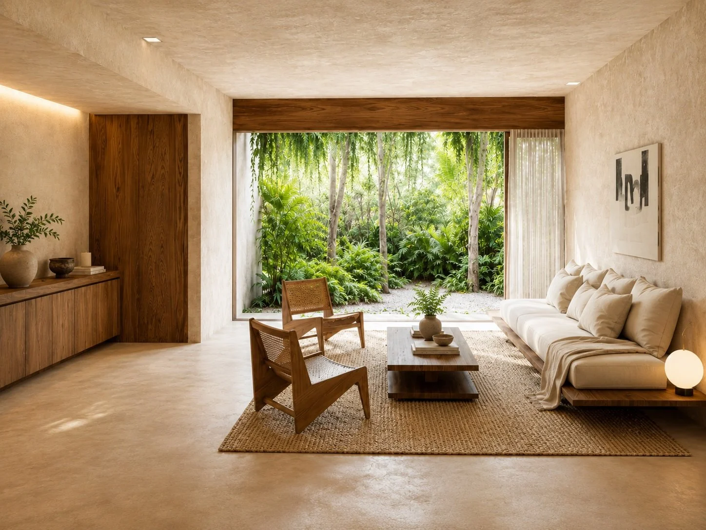 Living area with jungle views in Bacalar