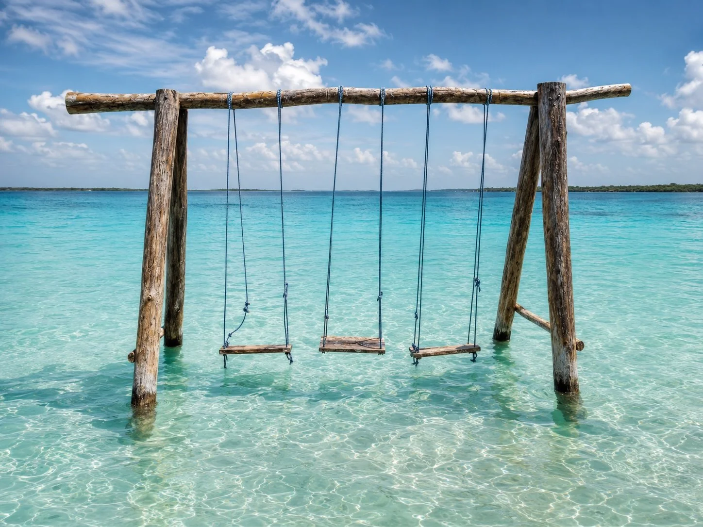 Turquoise blue water in the Bacalar Lagoon