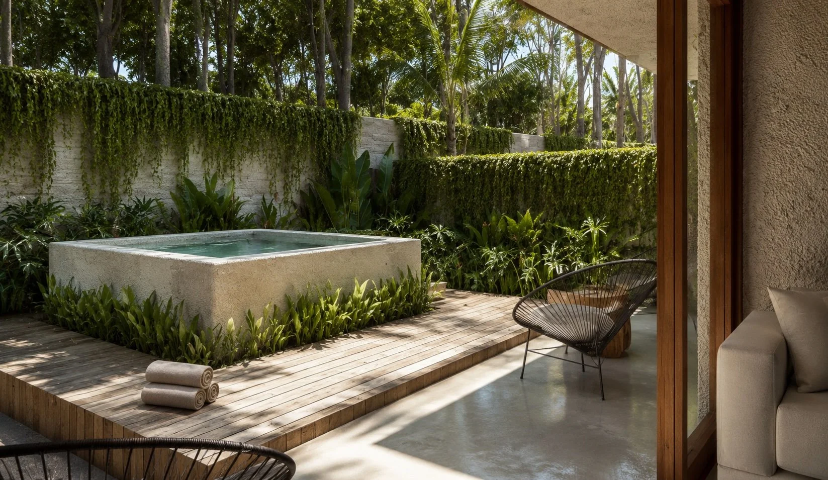 Private plung pool and terrace area in Bacalar condo