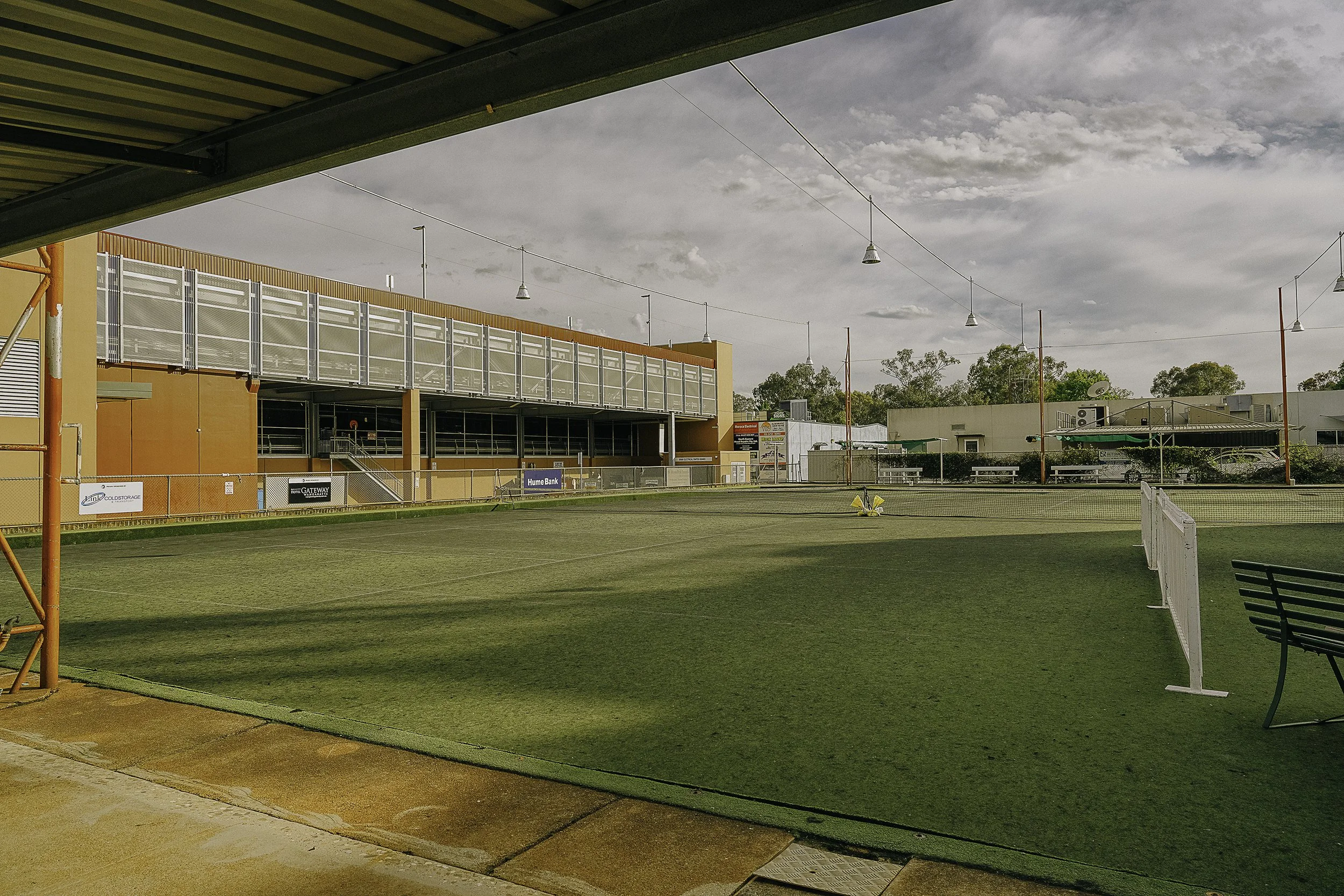 Wangaratta bowls club on a quiet Sunday morning.