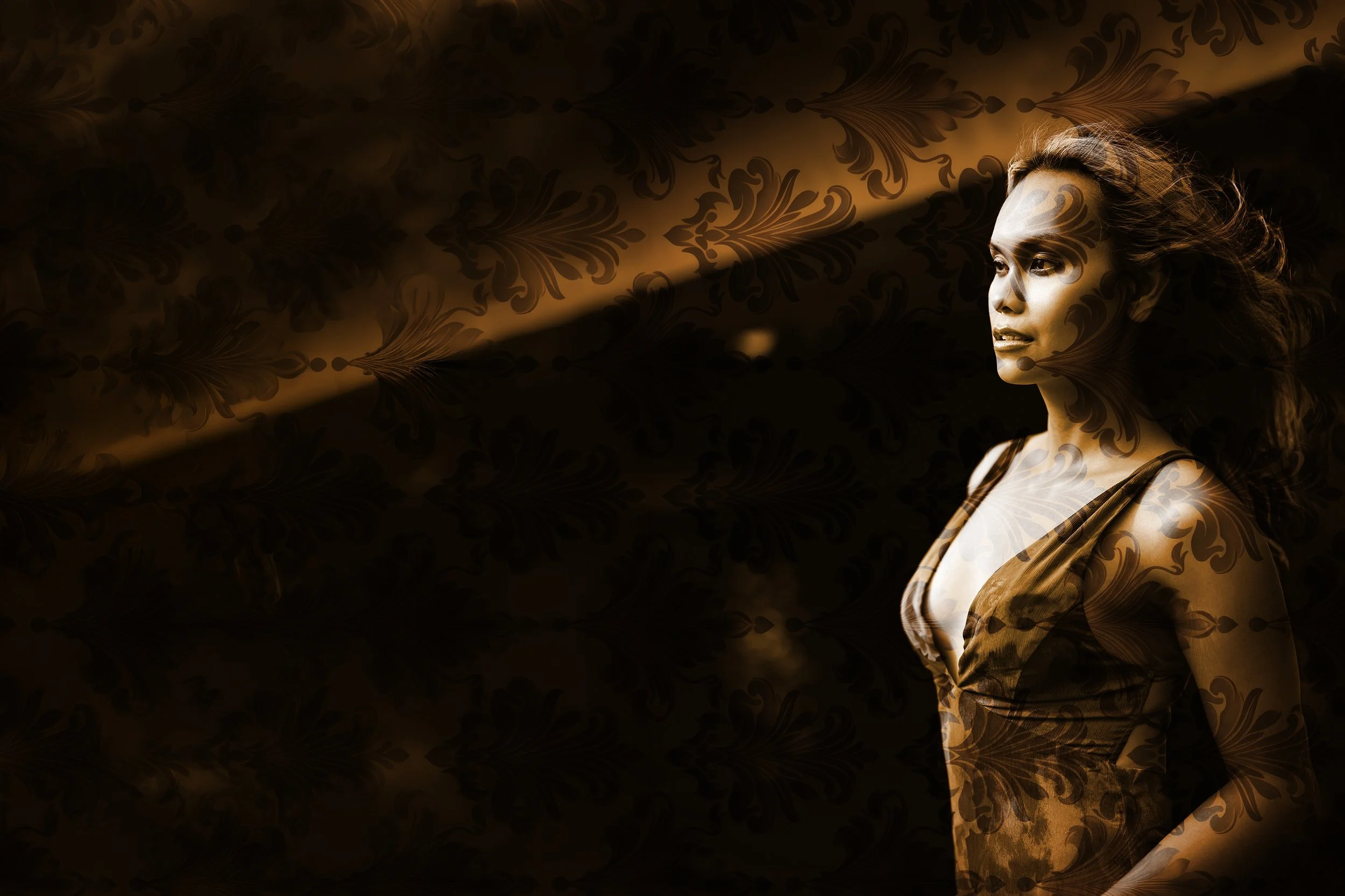 Shevonne Ambanloc wearing a dress, artistically styled.