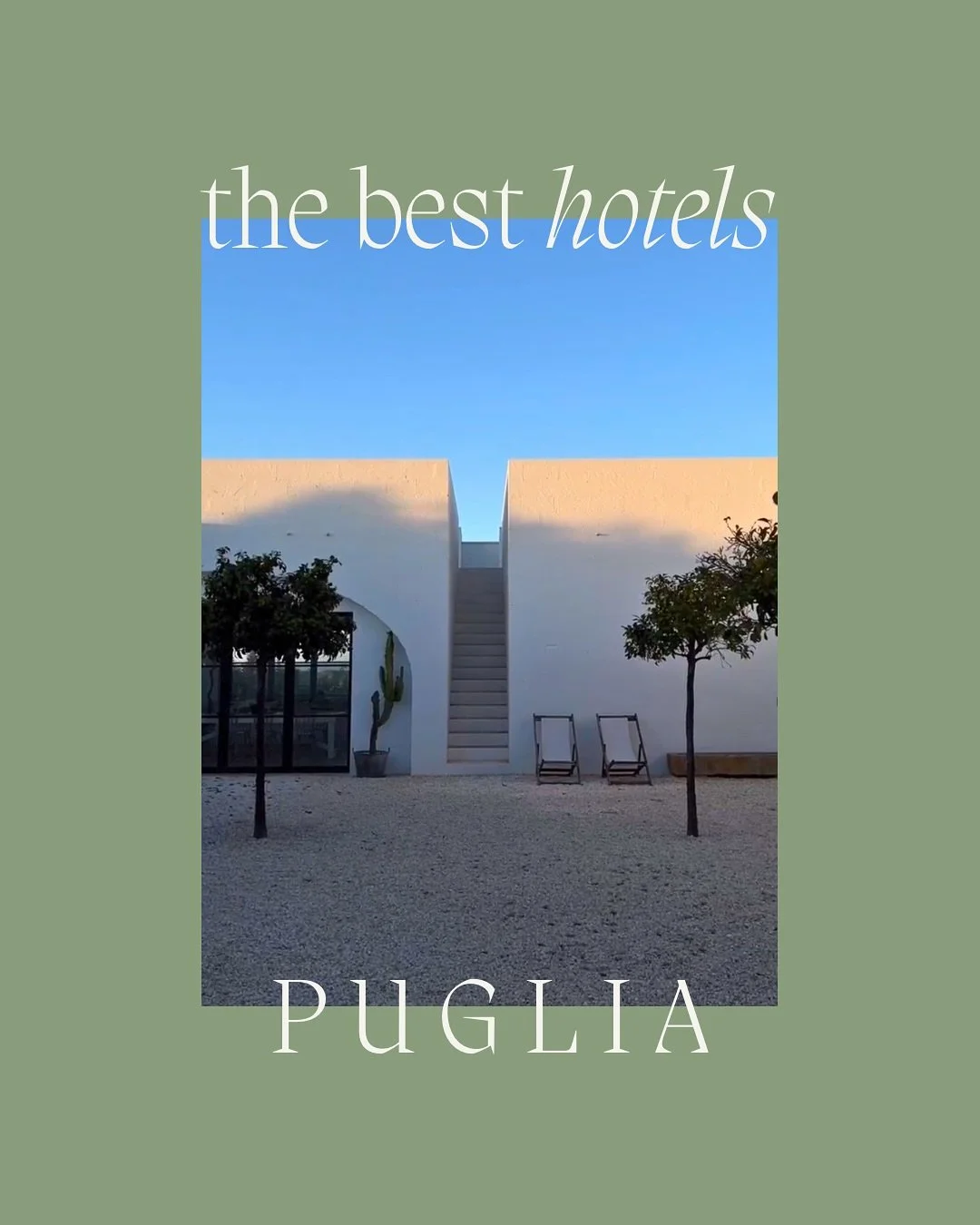 📍PUGLIA, ITALY ~ if we aren't renting you a villa; we are having you stay at one (maybe two) of these hotels on your itinerary and exploring Puglia town to town as day trips and based on our curated experiences for your personal interests. 

as a re