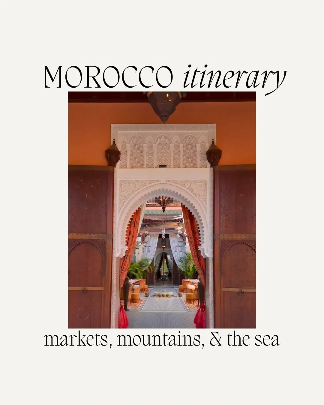 first-timer&rsquo;s 12-14 day (proven to be perfect) journey through Morocco. where we design an itinerary moving from markets to mtns. berber villages, to the sea. culture, calm, art, crafts, cuisine, and a whole lot of beauty.

💌 newvibrationtrave