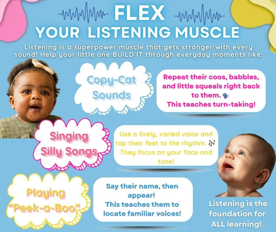 You&rsquo;re literally building your baby&rsquo;s brain! 🧠
Playful interactions like singing and repeating phrases are 
like exercise for their listening muscles. 
#BrainBuilding #ListeningIsAMuscle
-
-
-
-
-
-
#BabyBrainDevelopment 
#ParentalImpact