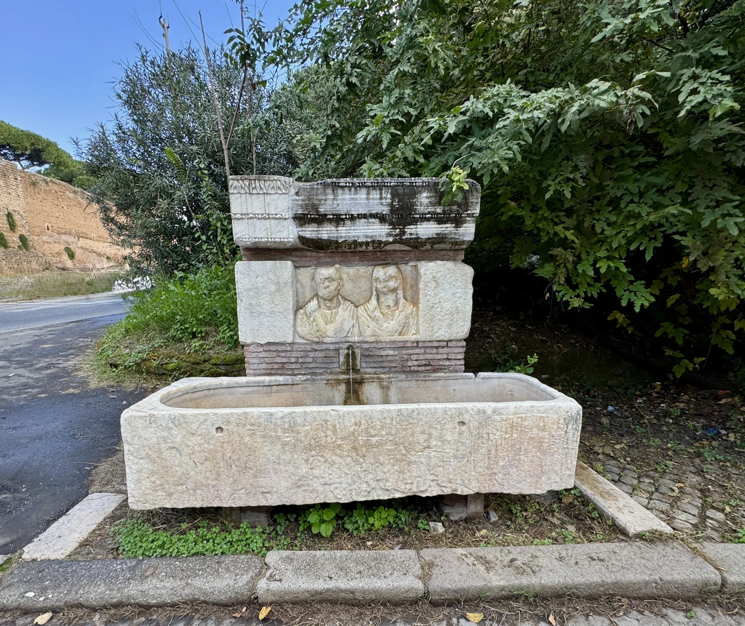 parts of a fountain near the Porta San Sebastián near the 1st miles of the Via Appia