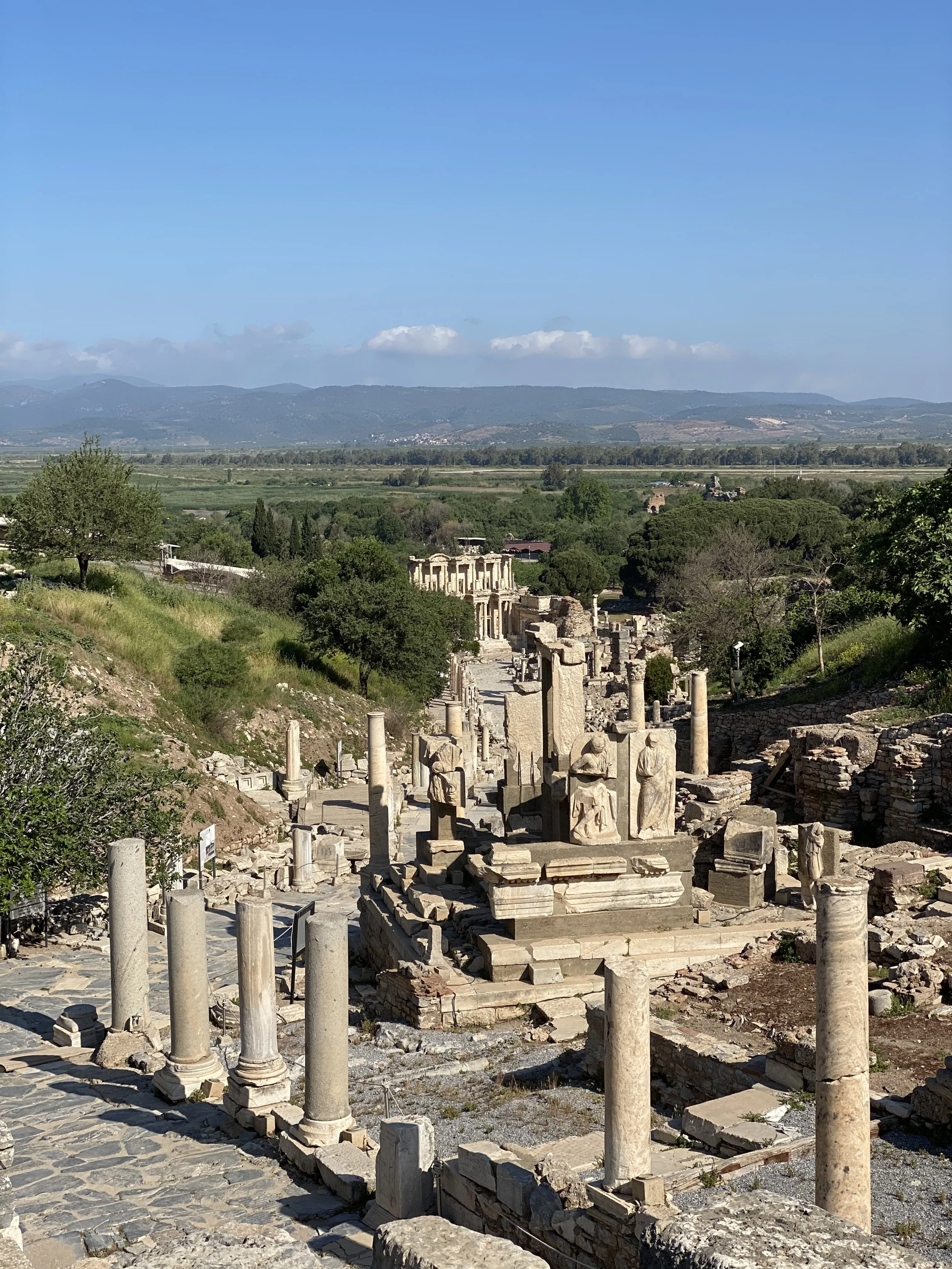 The Ancient city of Ephesus. Looking down Curetes street, which was lined with temples. Many of these temples were for the worship of Roman Emperors.