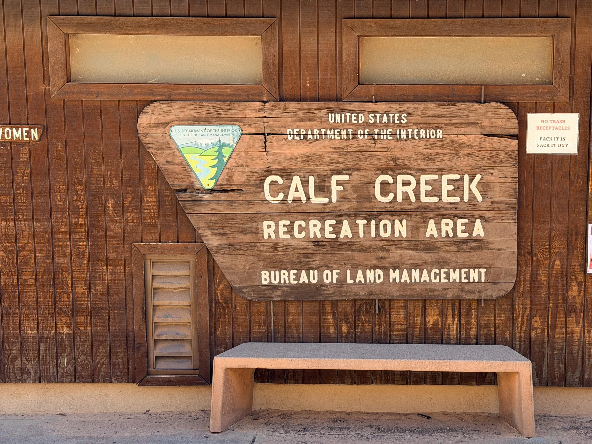 Calf Creek Recreation Area sign in Grand Staircase Escalante National Monument